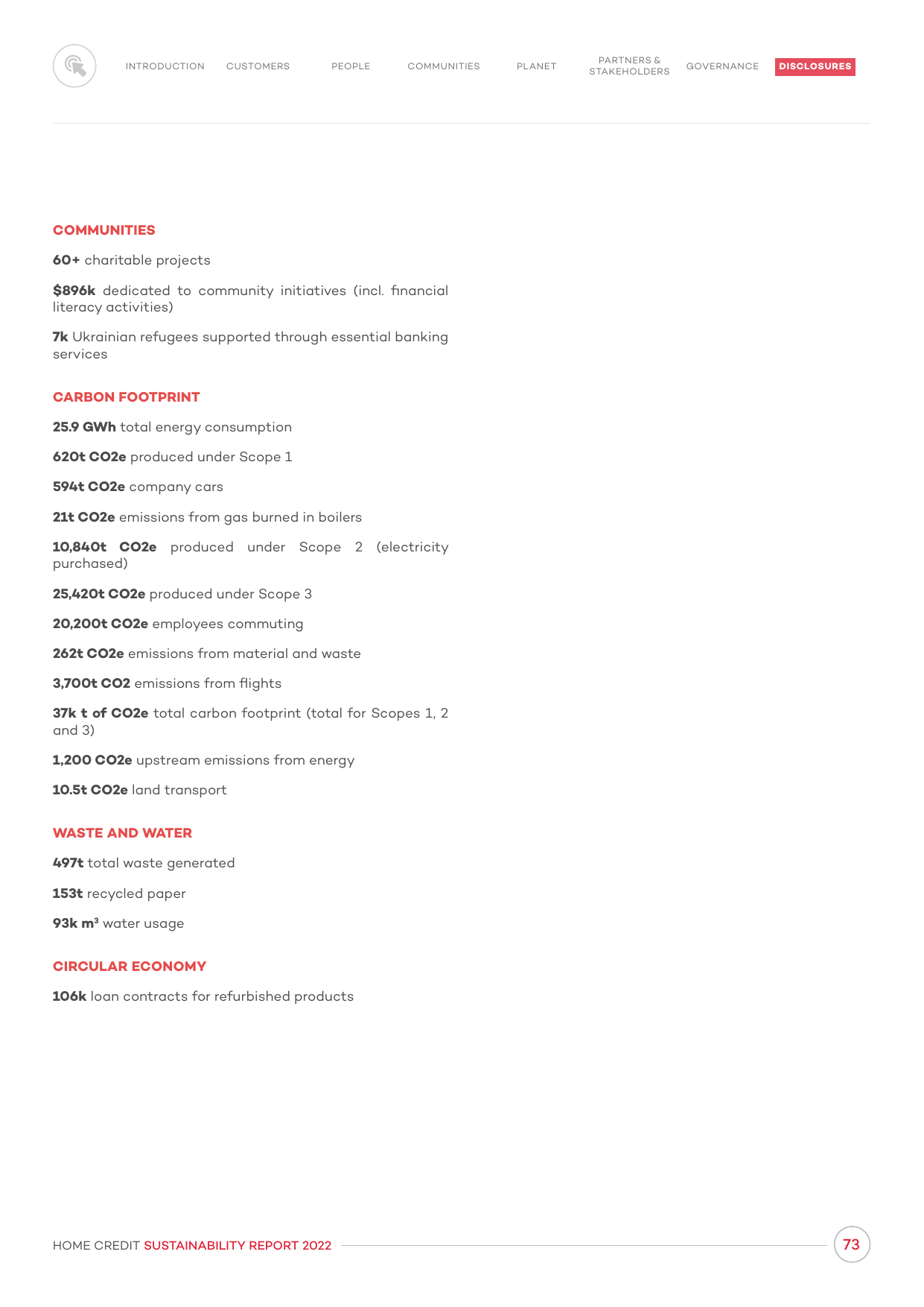 Emissions data extracted from page 73