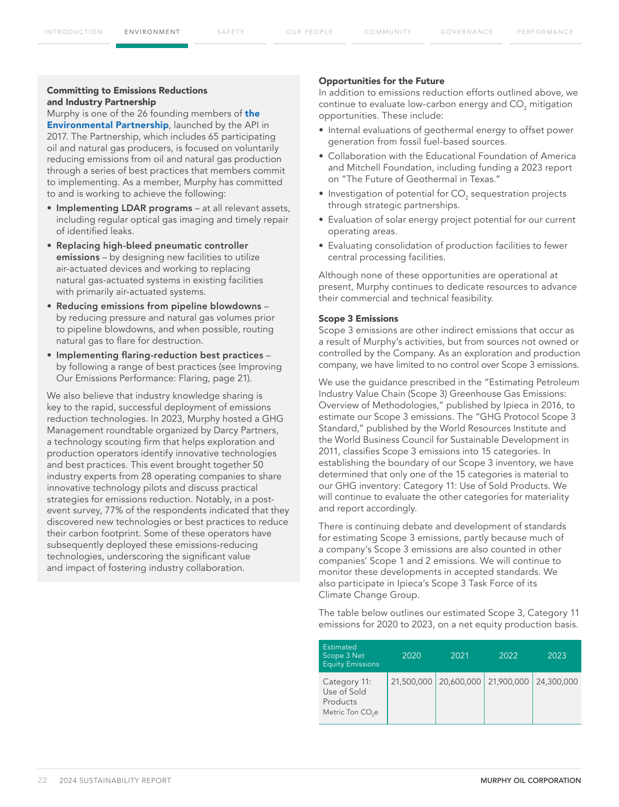 Emissions data extracted from page 22