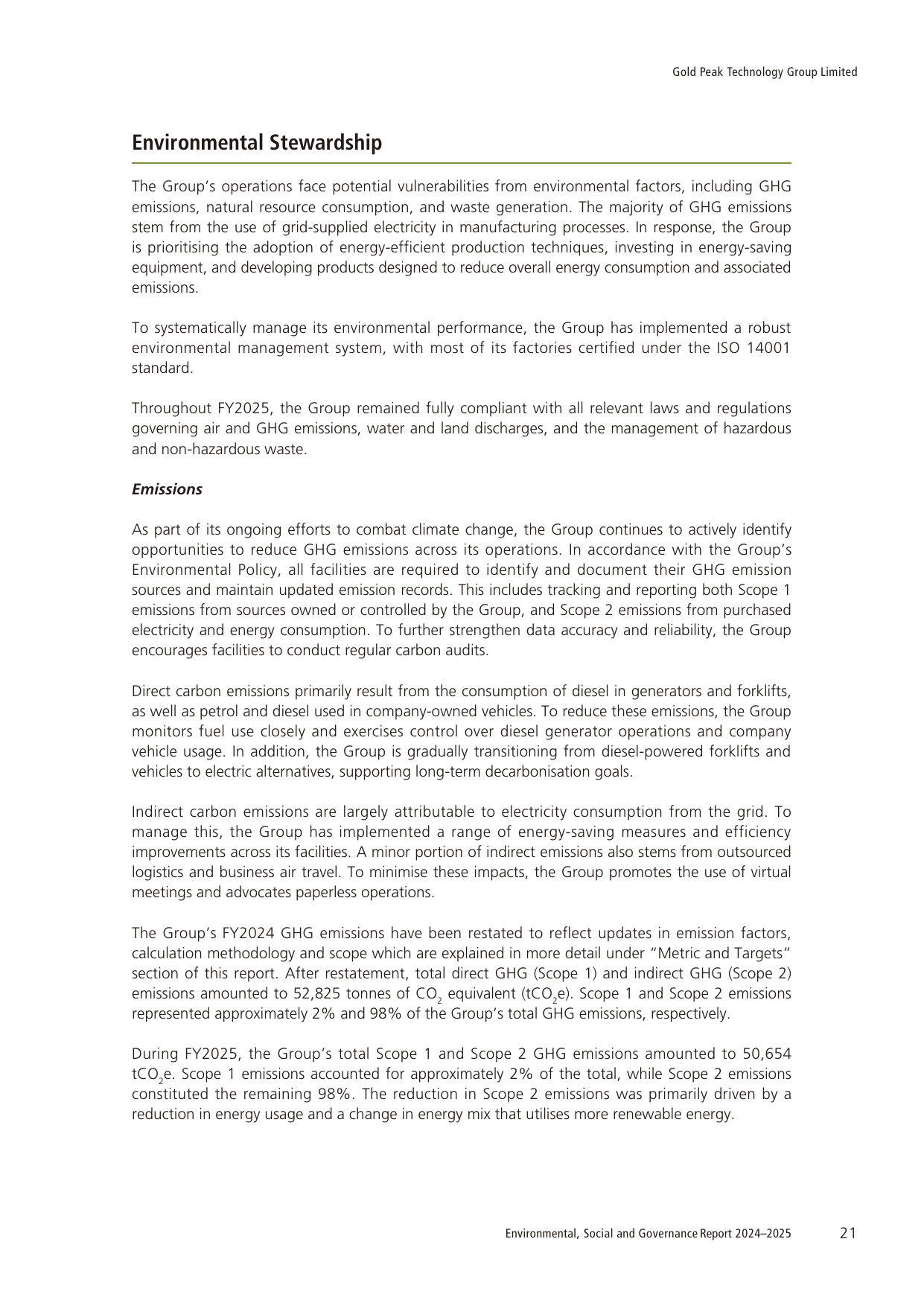 Emissions data extracted from page 22