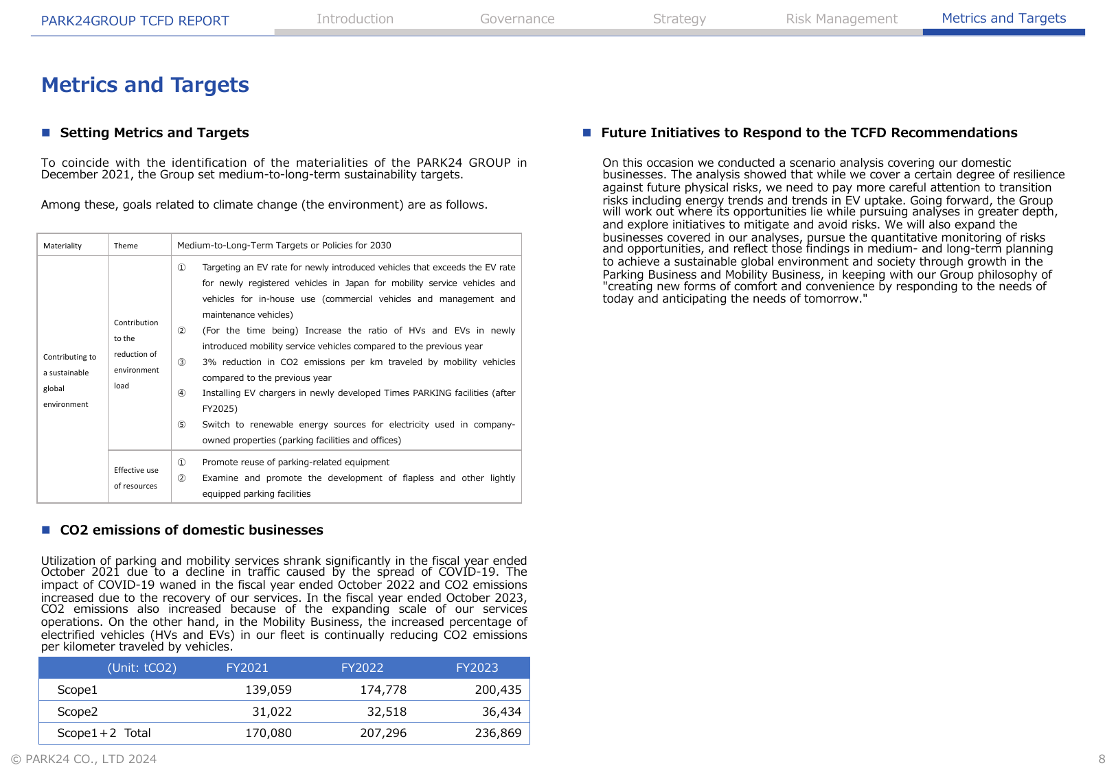 Emissions data extracted from page 8