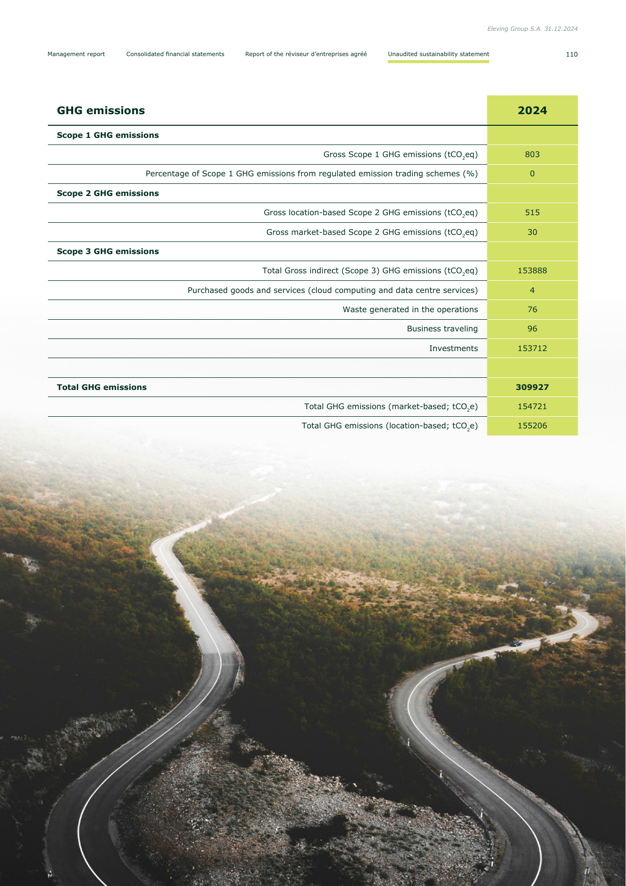 Emissions data extracted from page 110