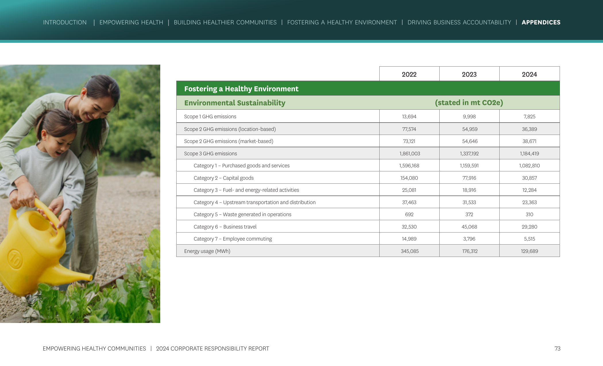 Emissions data extracted from page 73