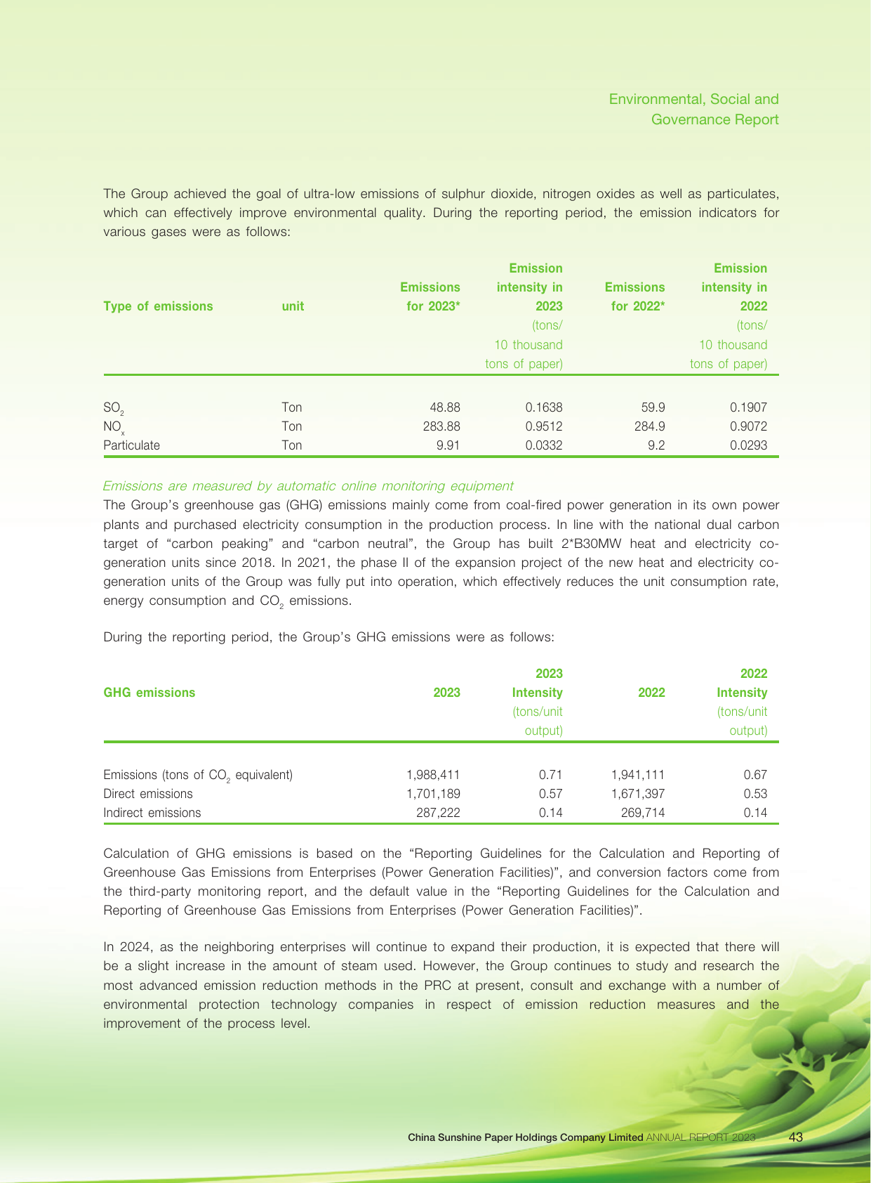 Emissions data extracted from page 44