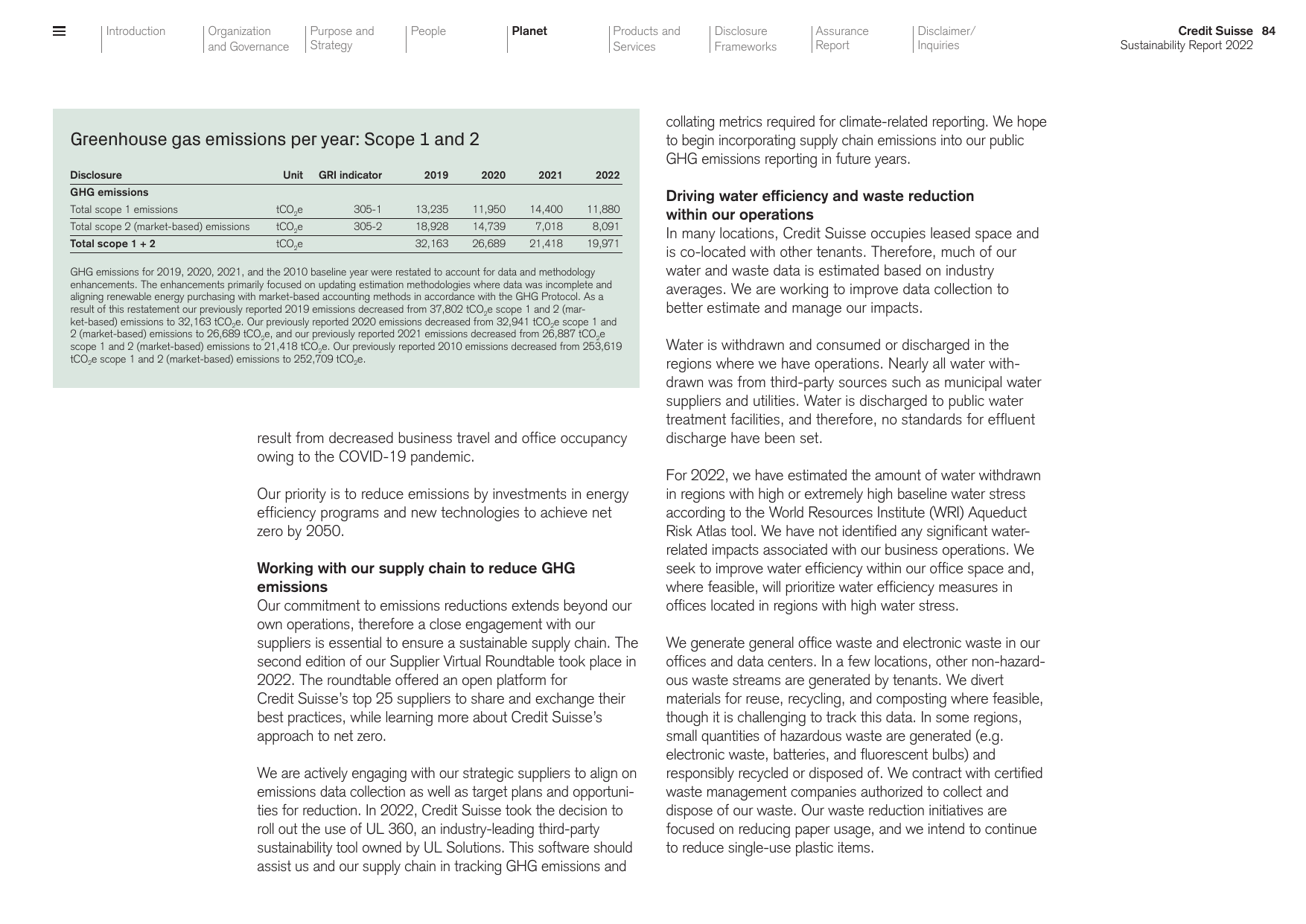 Emissions data extracted from page 84