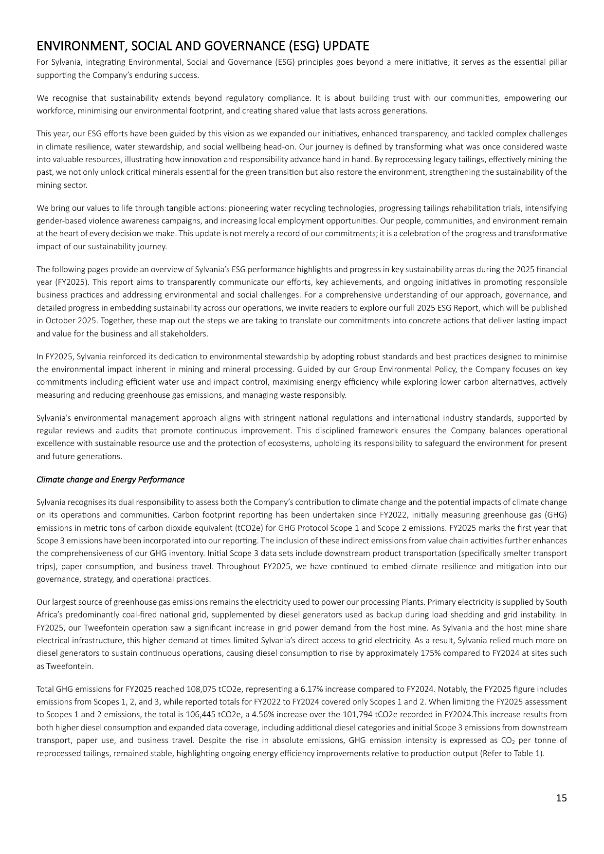 Emissions data extracted from page 15