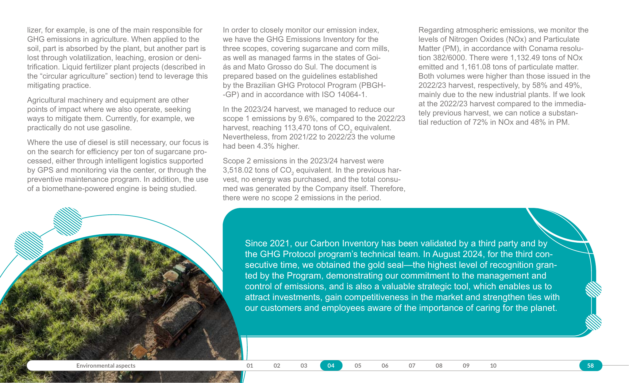 Emissions data extracted from page 58