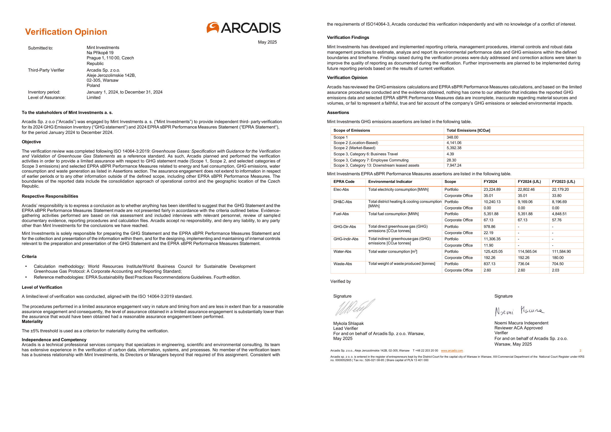 Emissions data extracted from page 26