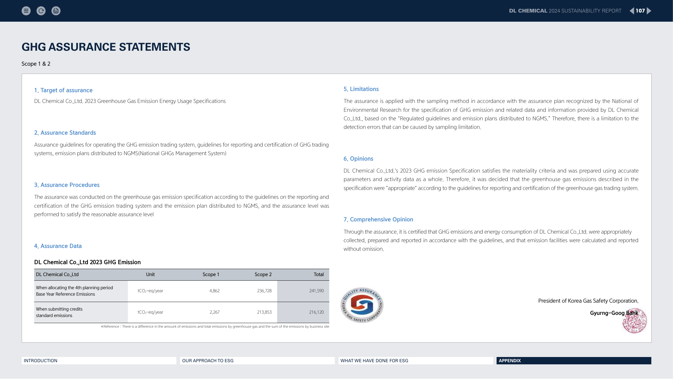 Emissions data extracted from page 107