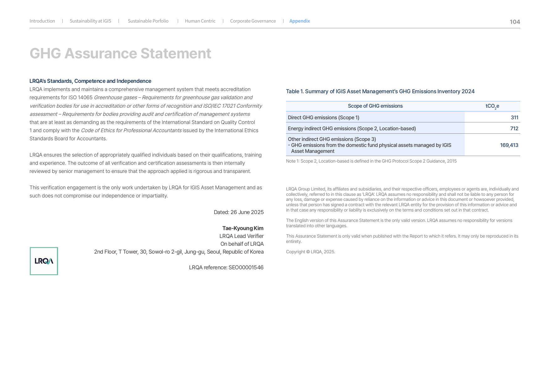 Emissions data extracted from page 104