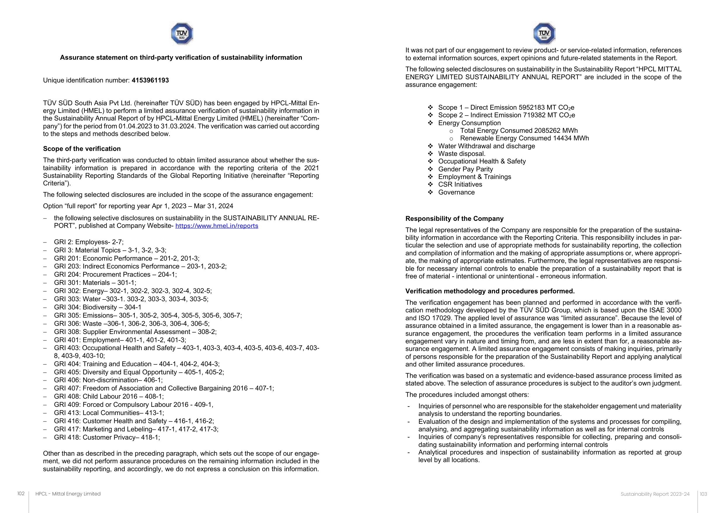 Emissions data extracted from page 53