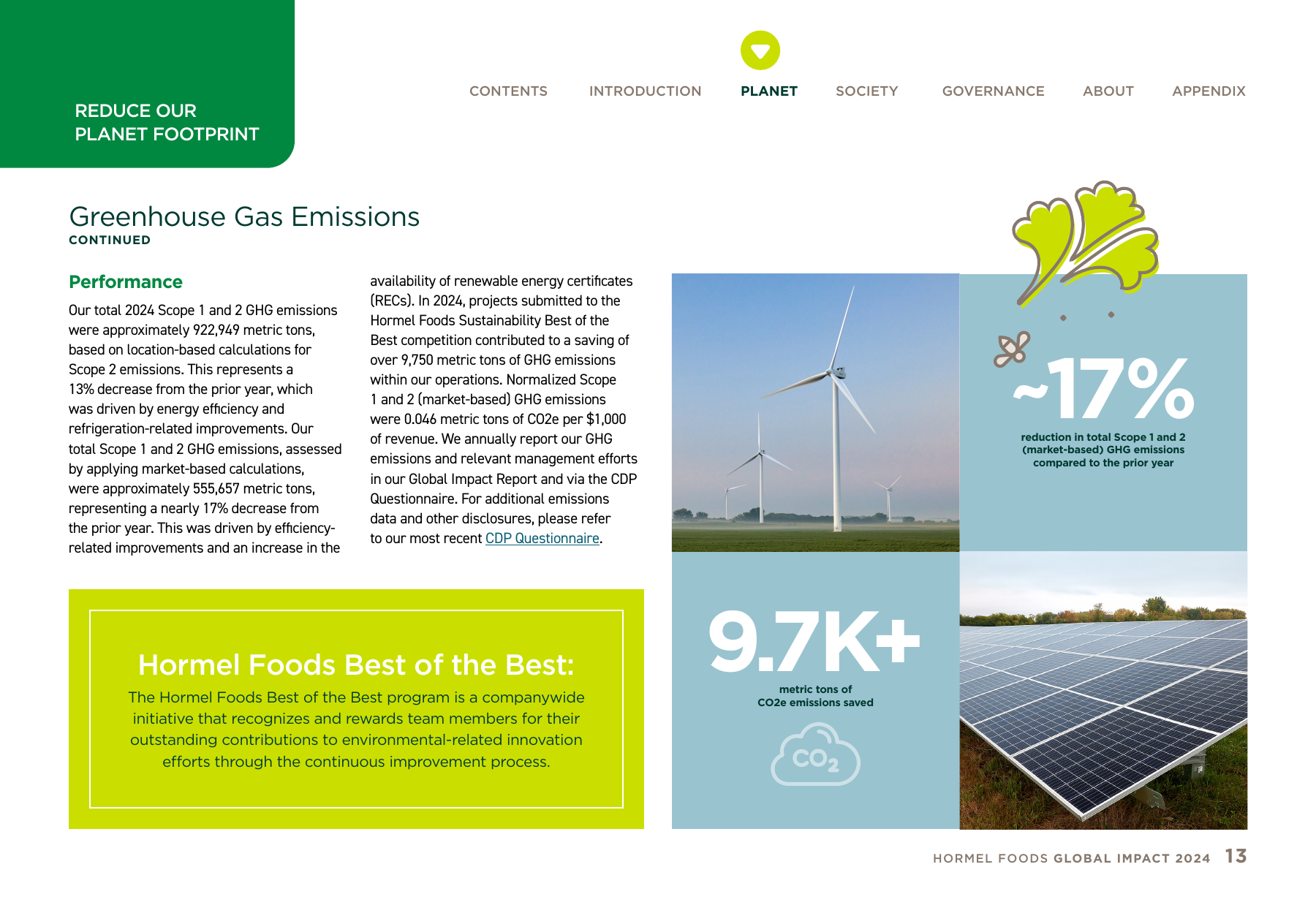 Emissions data extracted from page 13