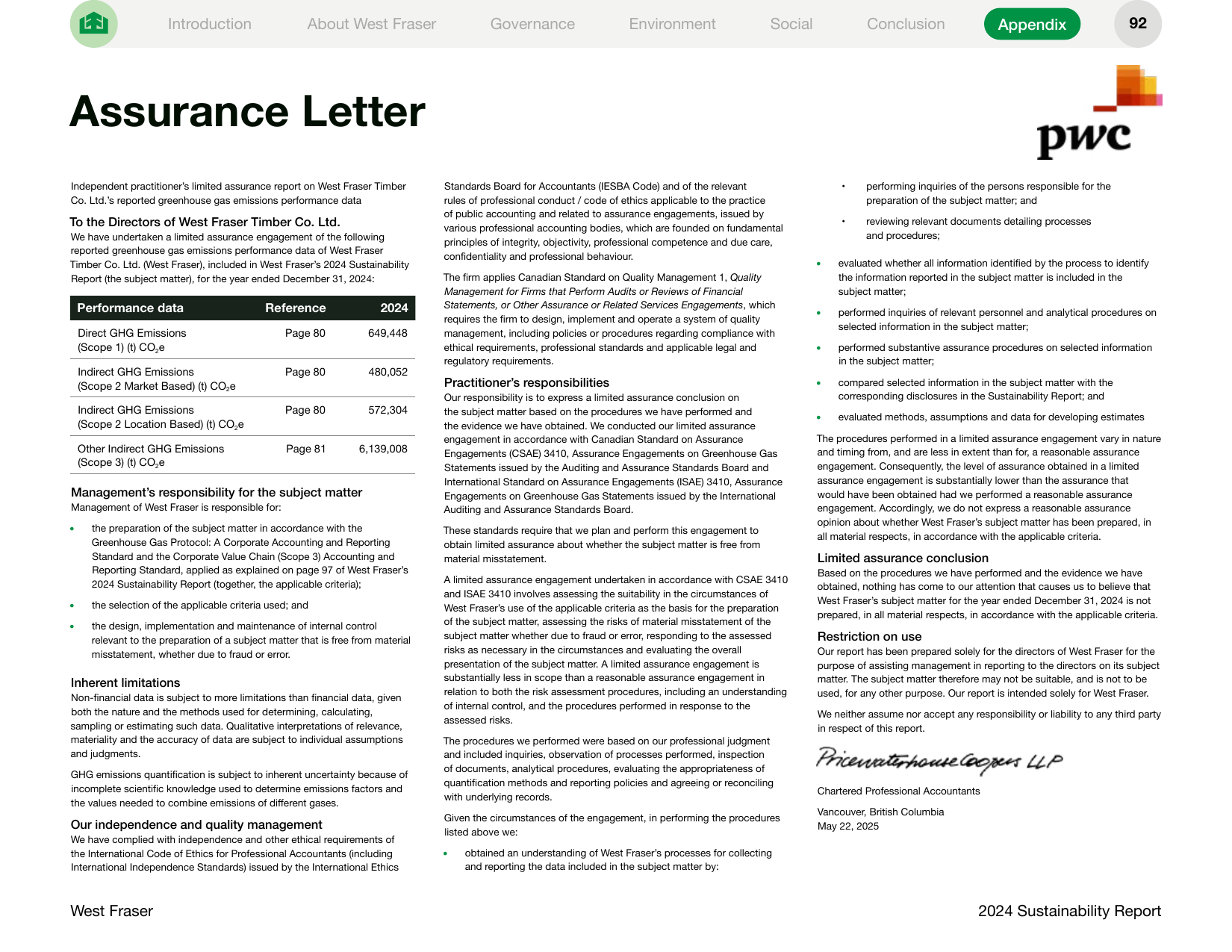 Emissions data extracted from page 92