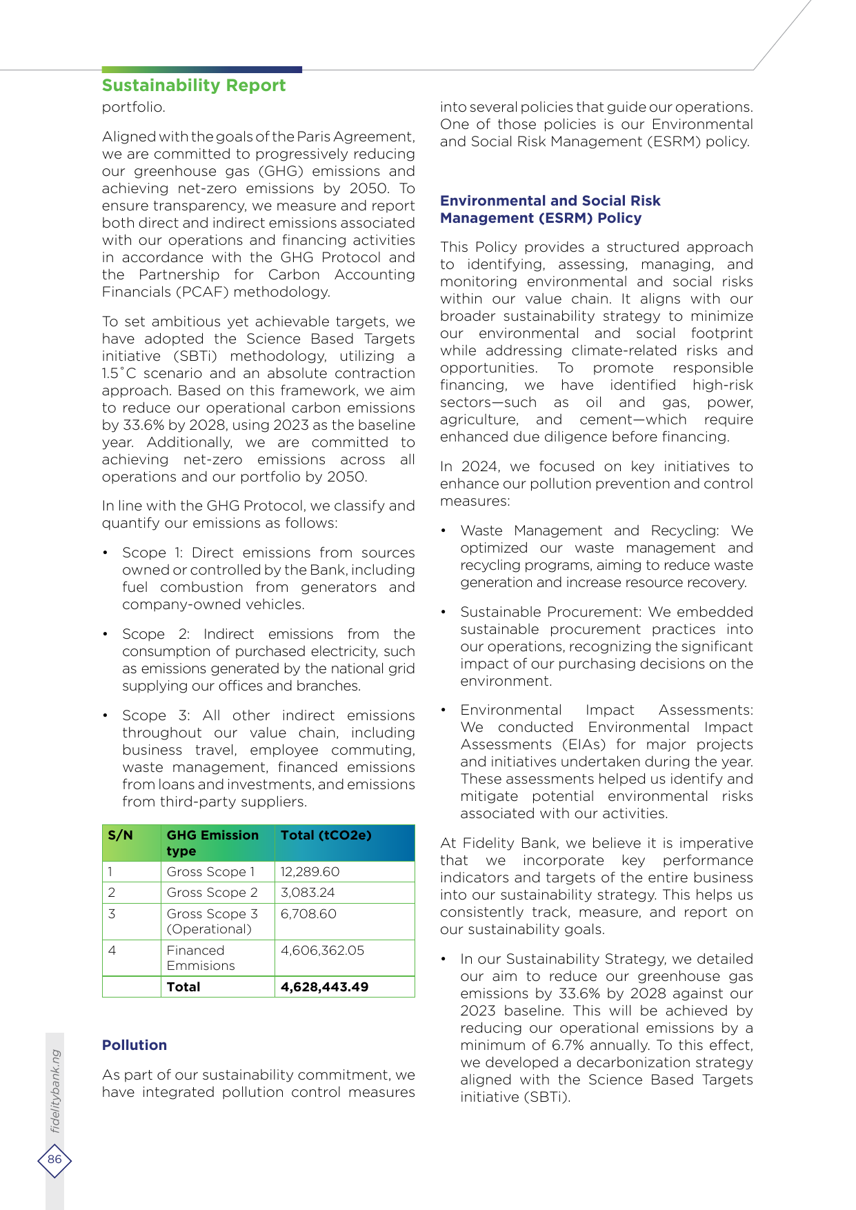 Emissions data extracted from page 86