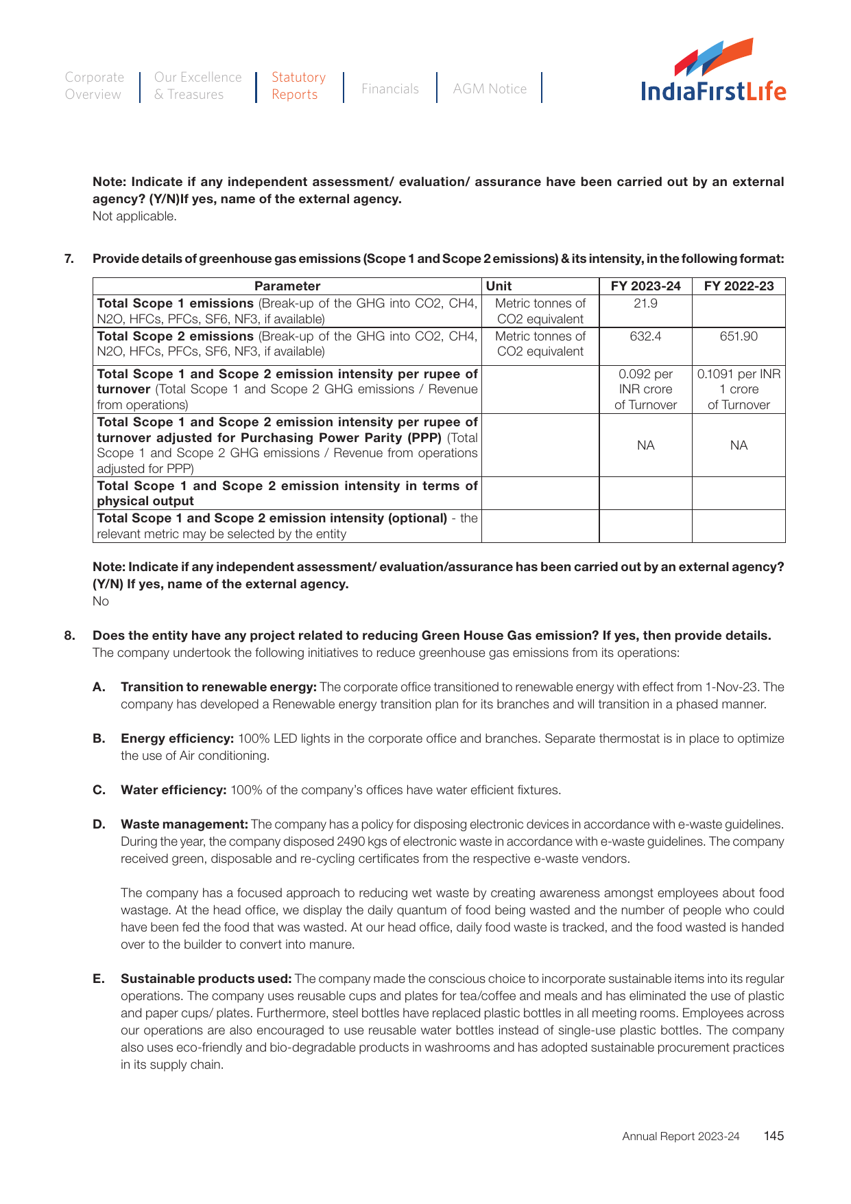 Emissions data extracted from page 147