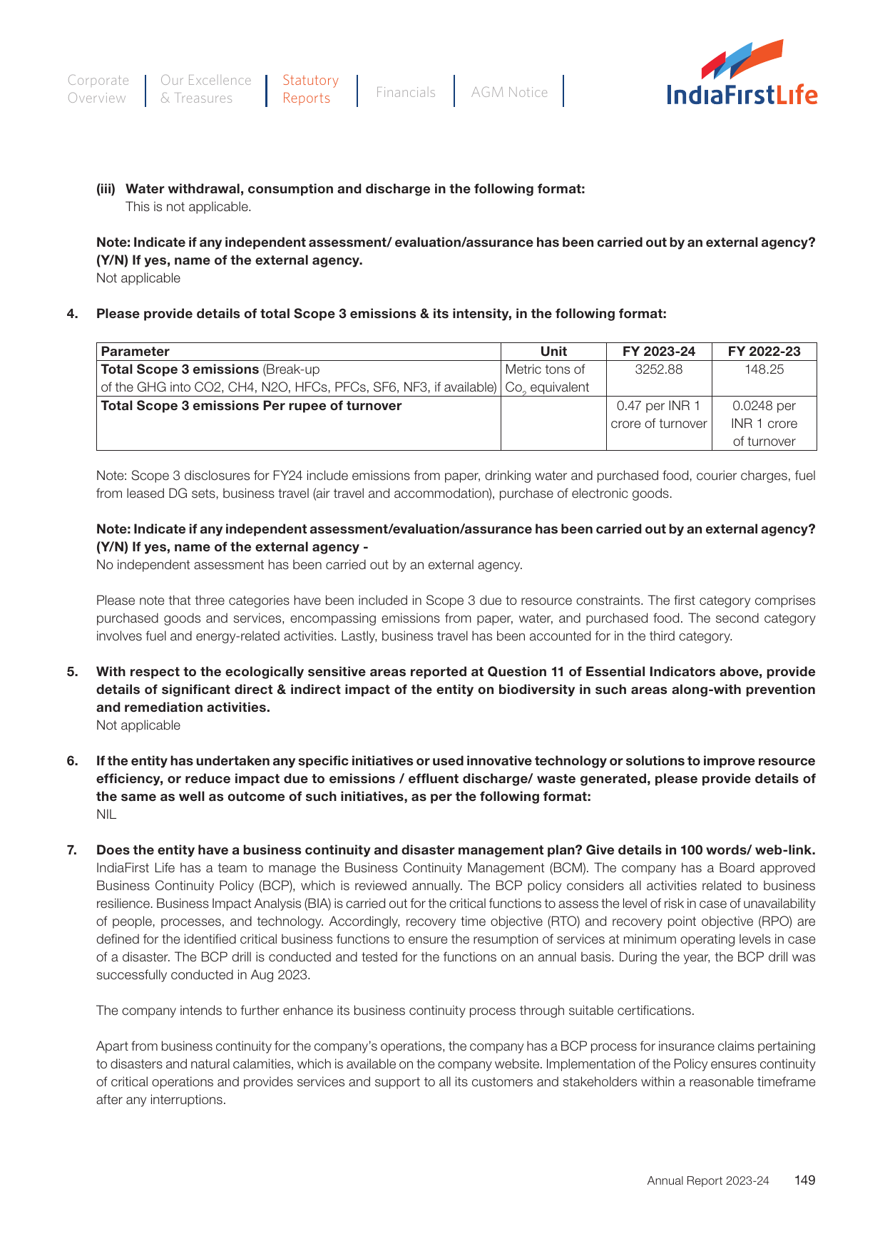 Emissions data extracted from page 151