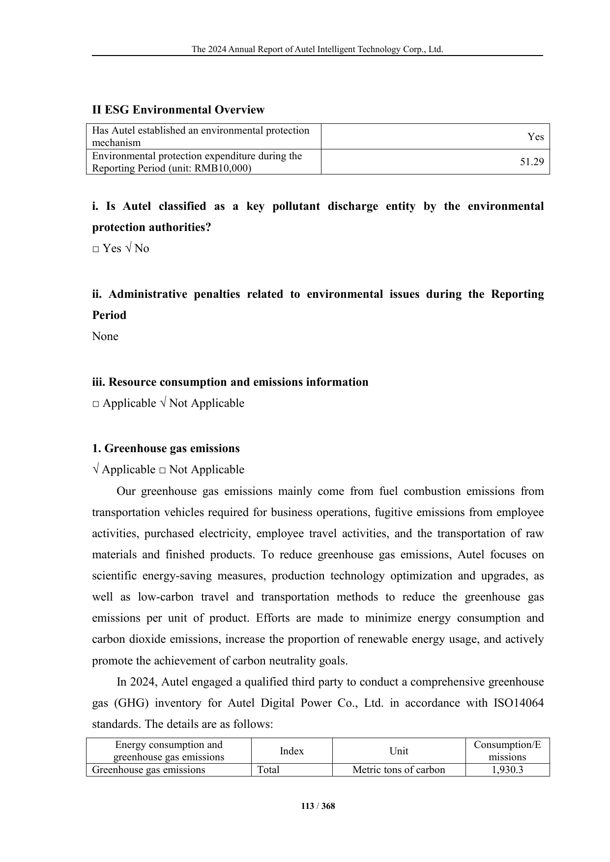 Emissions data extracted from page 113