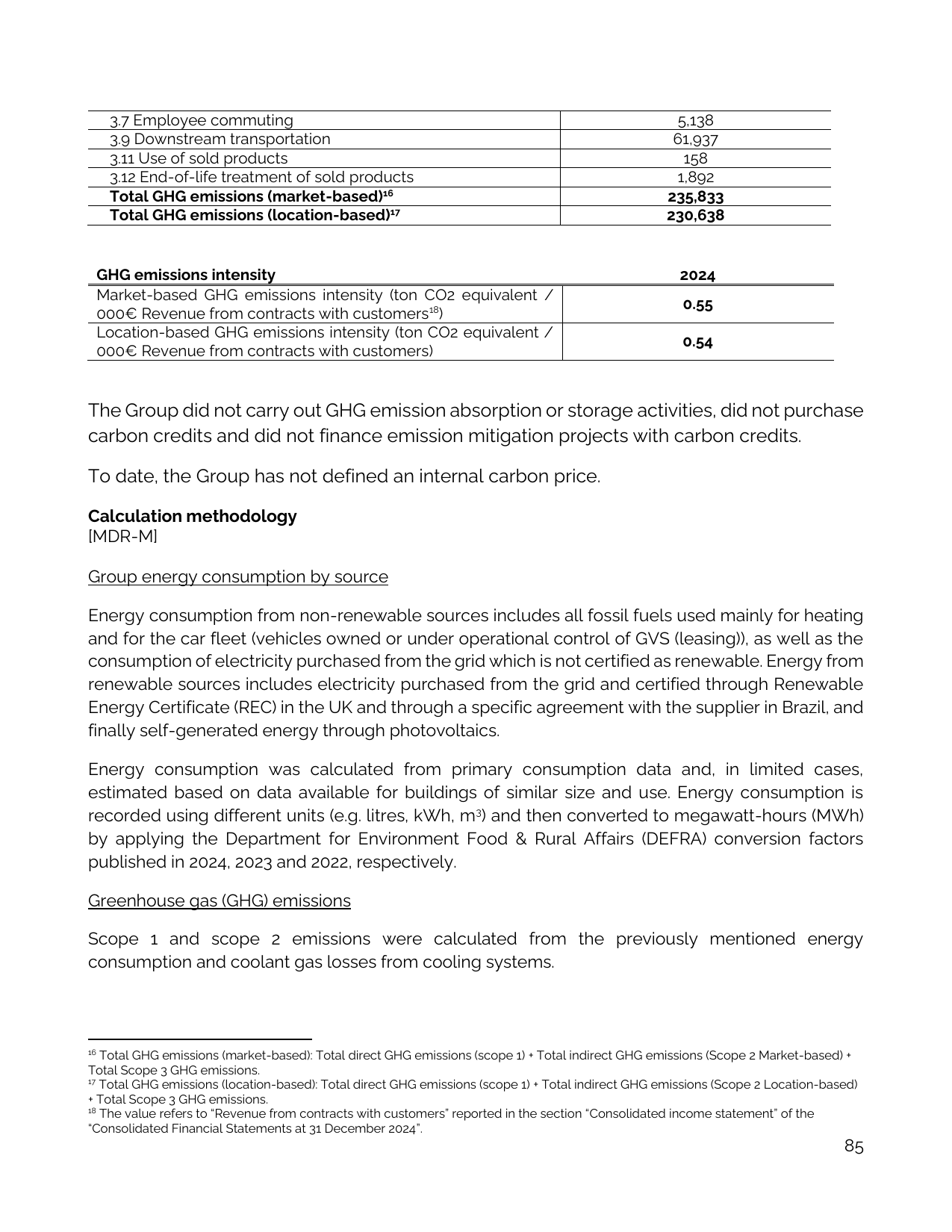 Emissions data extracted from page 85