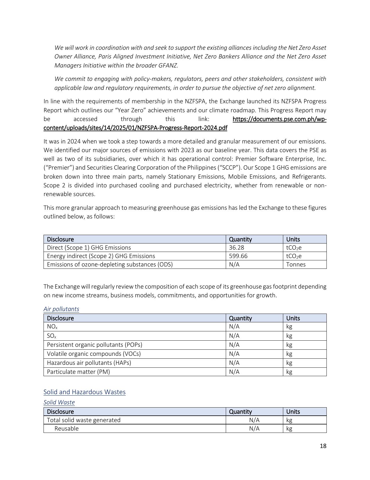 Emissions data extracted from page 18