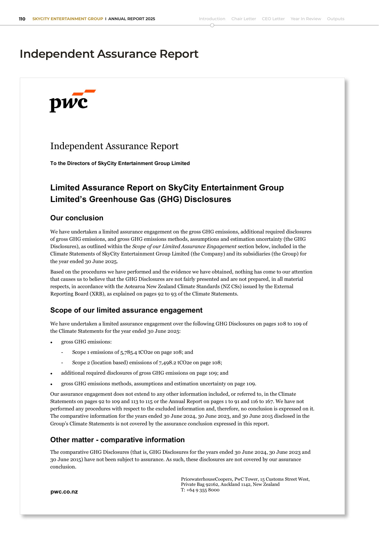 Emissions data extracted from page 112