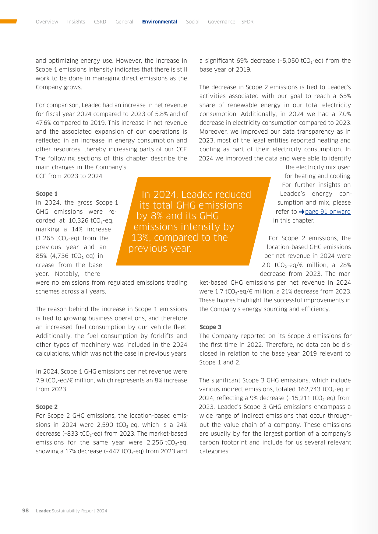 Emissions data extracted from page 98