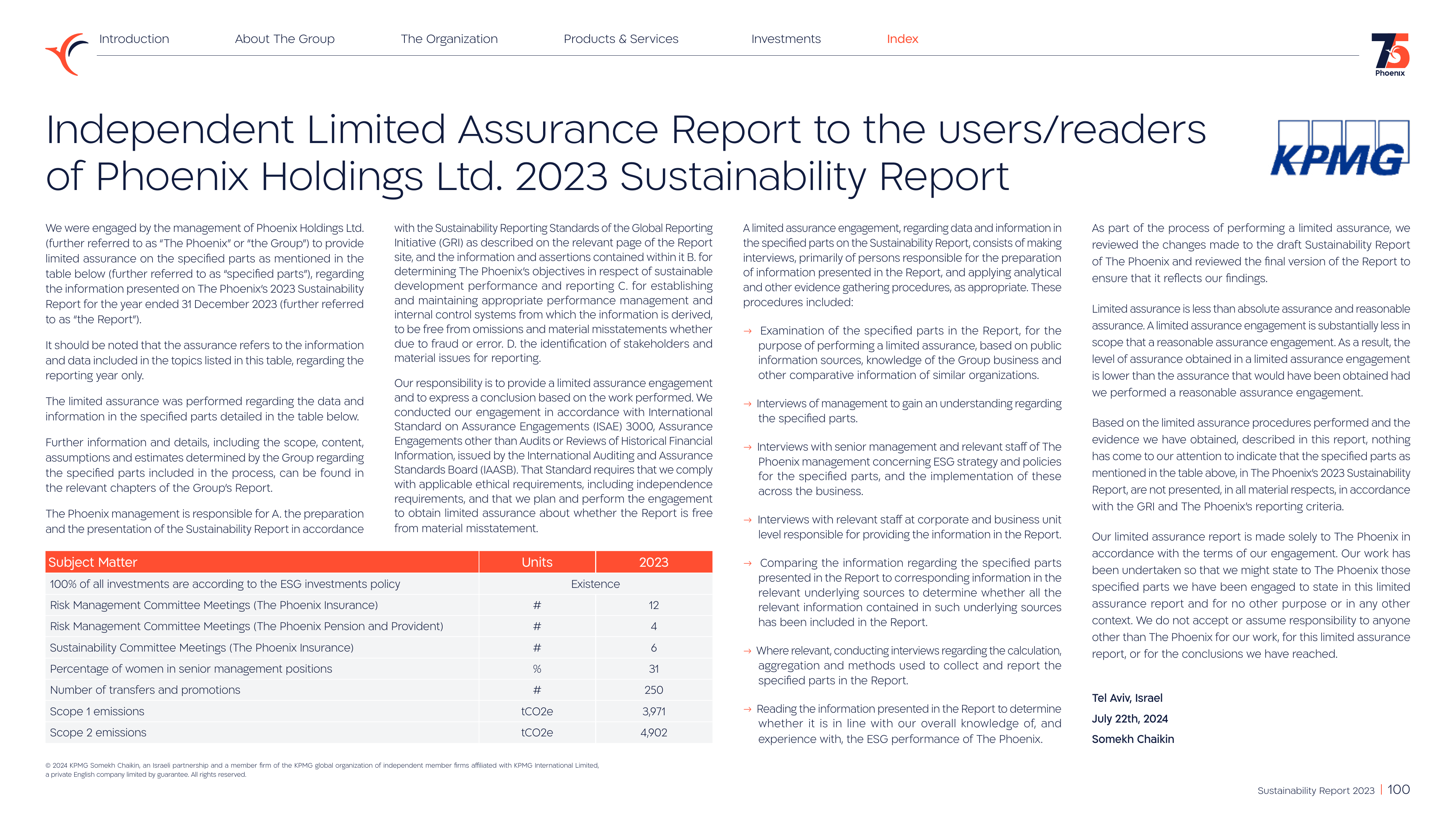Emissions data extracted from page 100