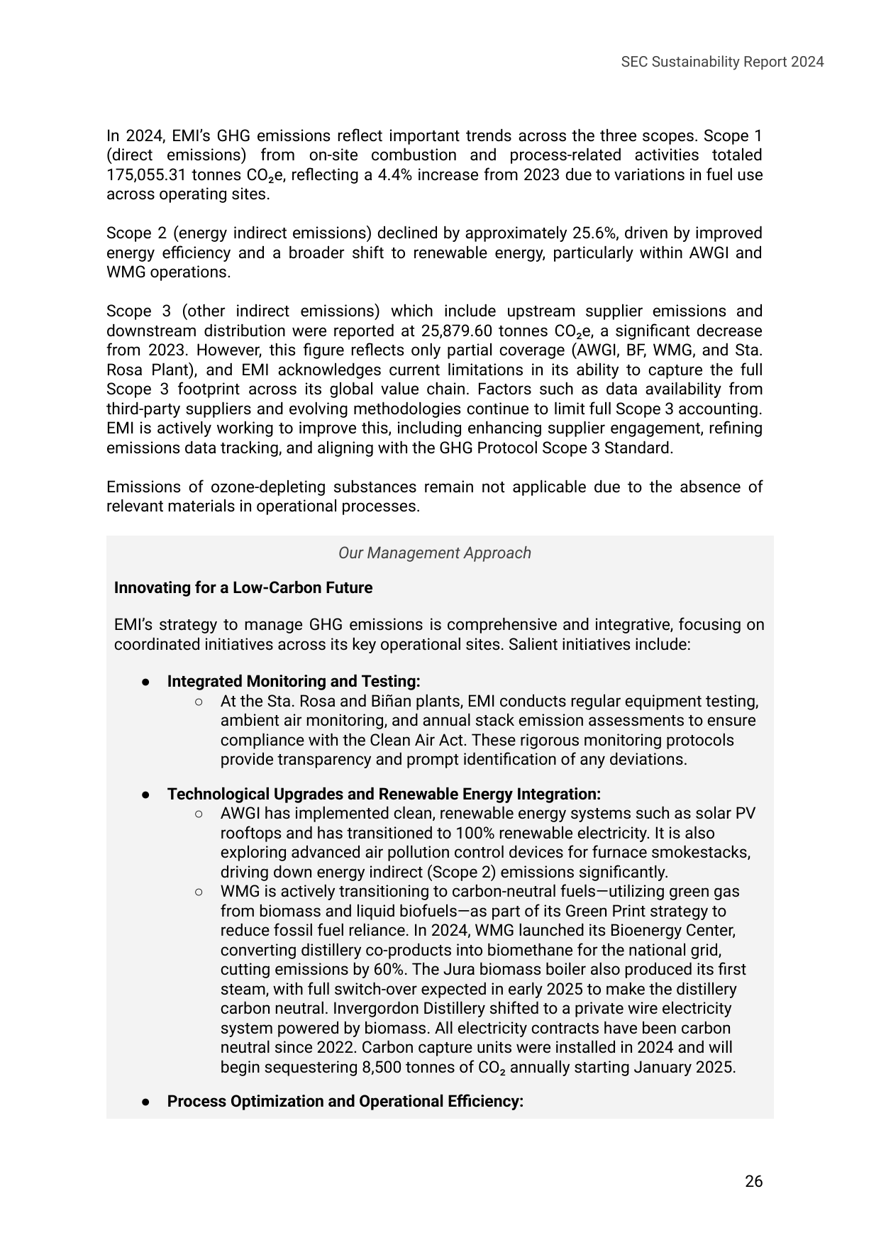 Emissions data extracted from page 26