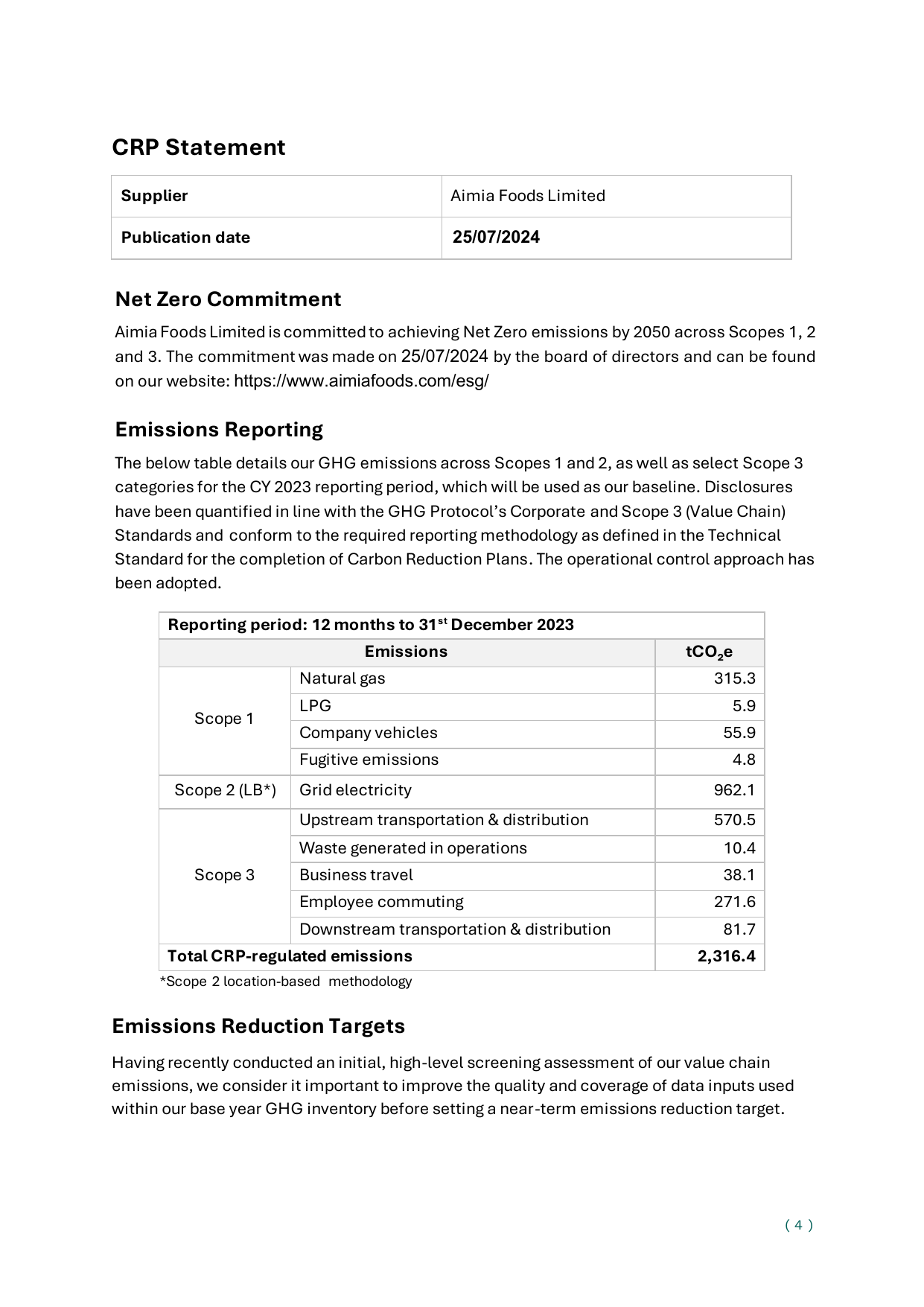 Emissions data extracted from page 3