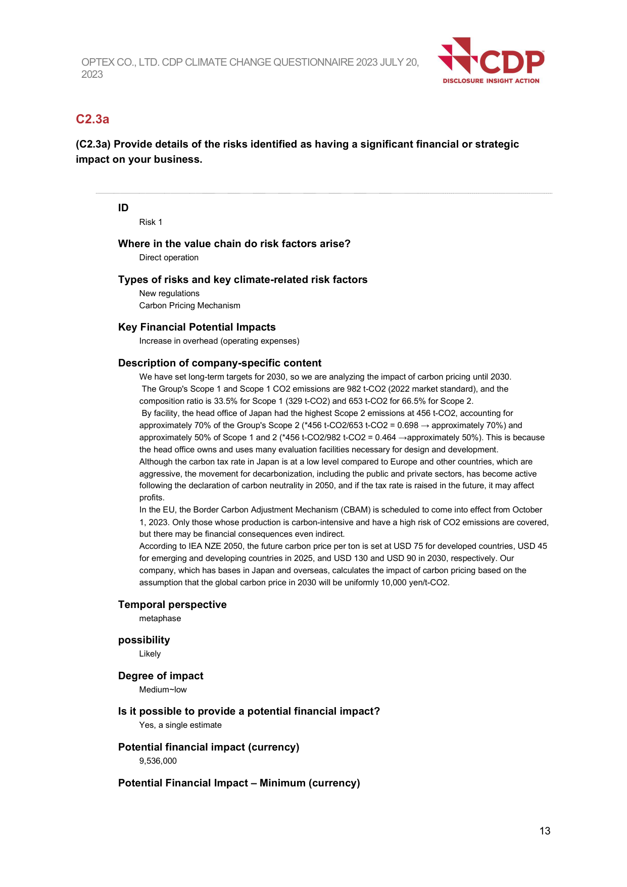 Emissions data extracted from page 13
