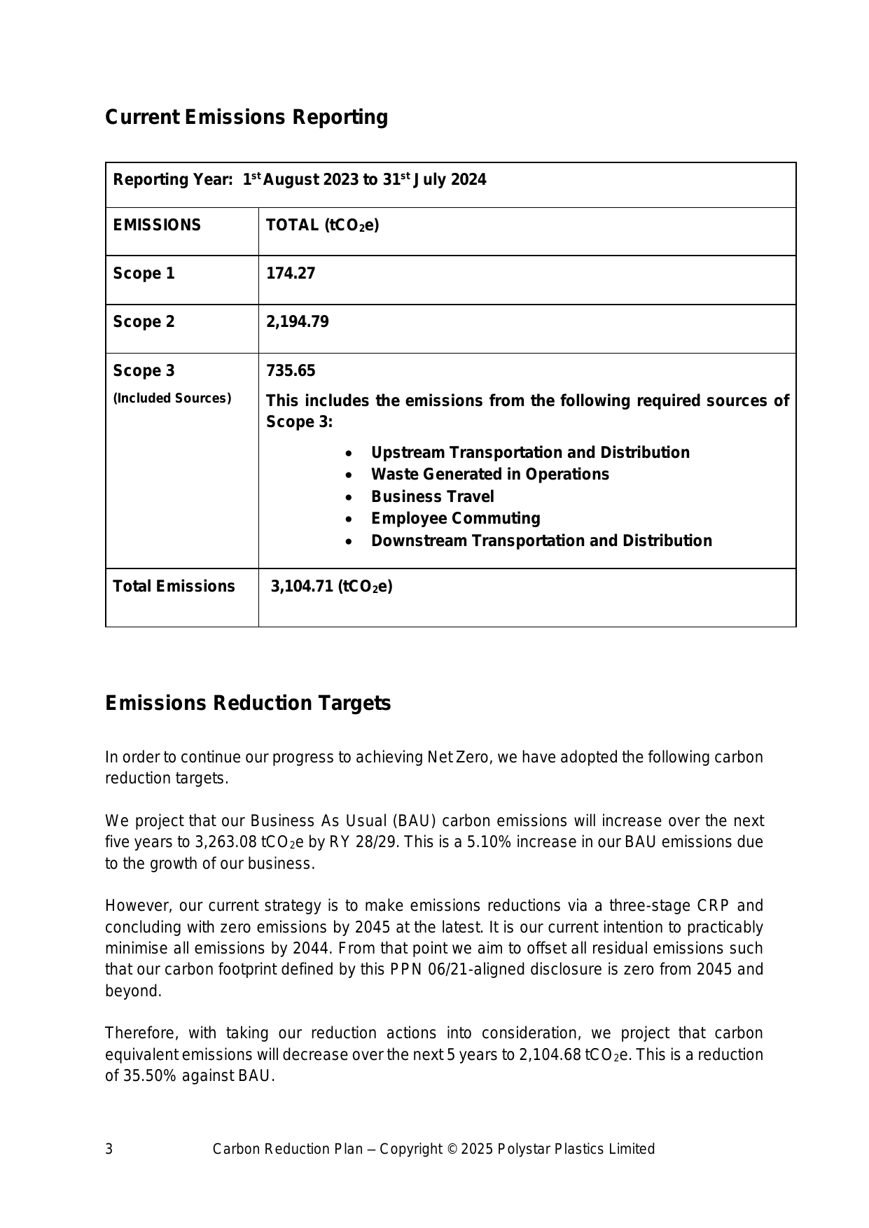 Emissions data extracted from page 3