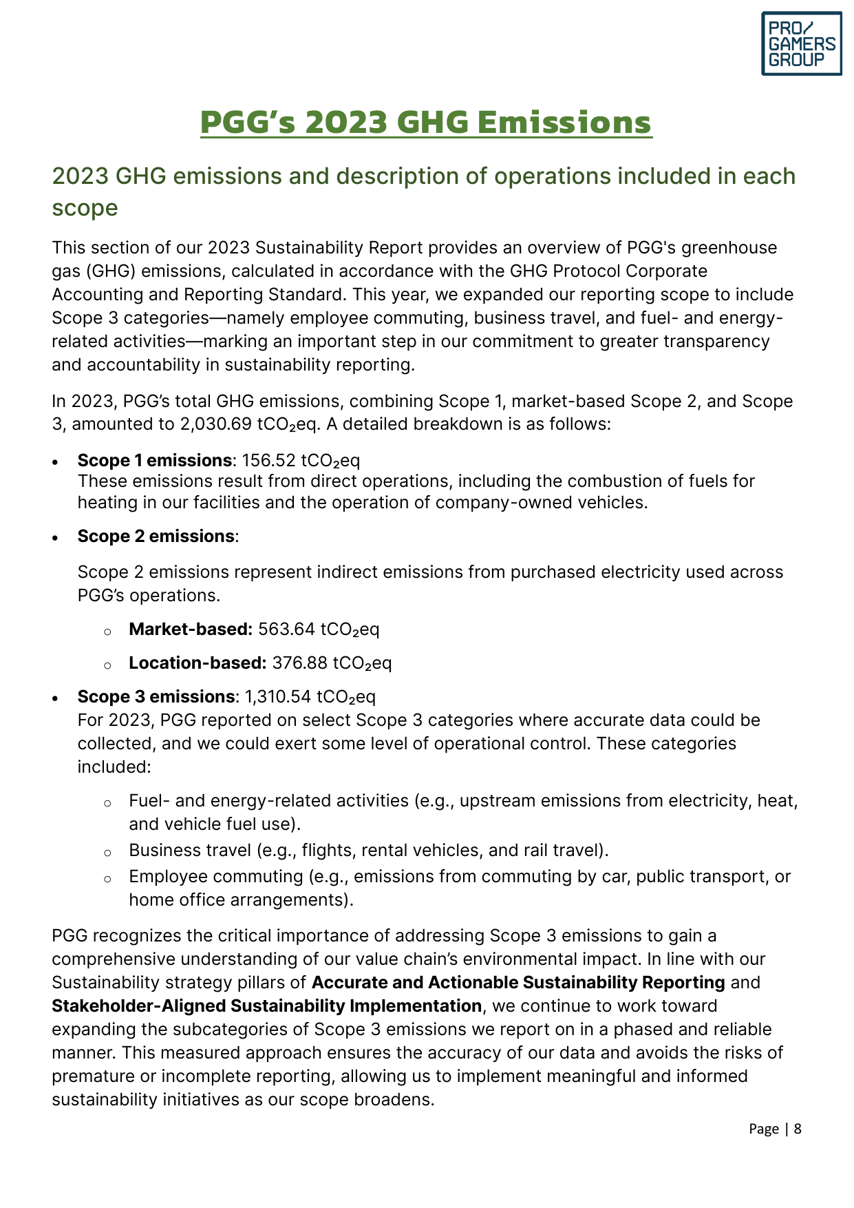 Emissions data extracted from page 8