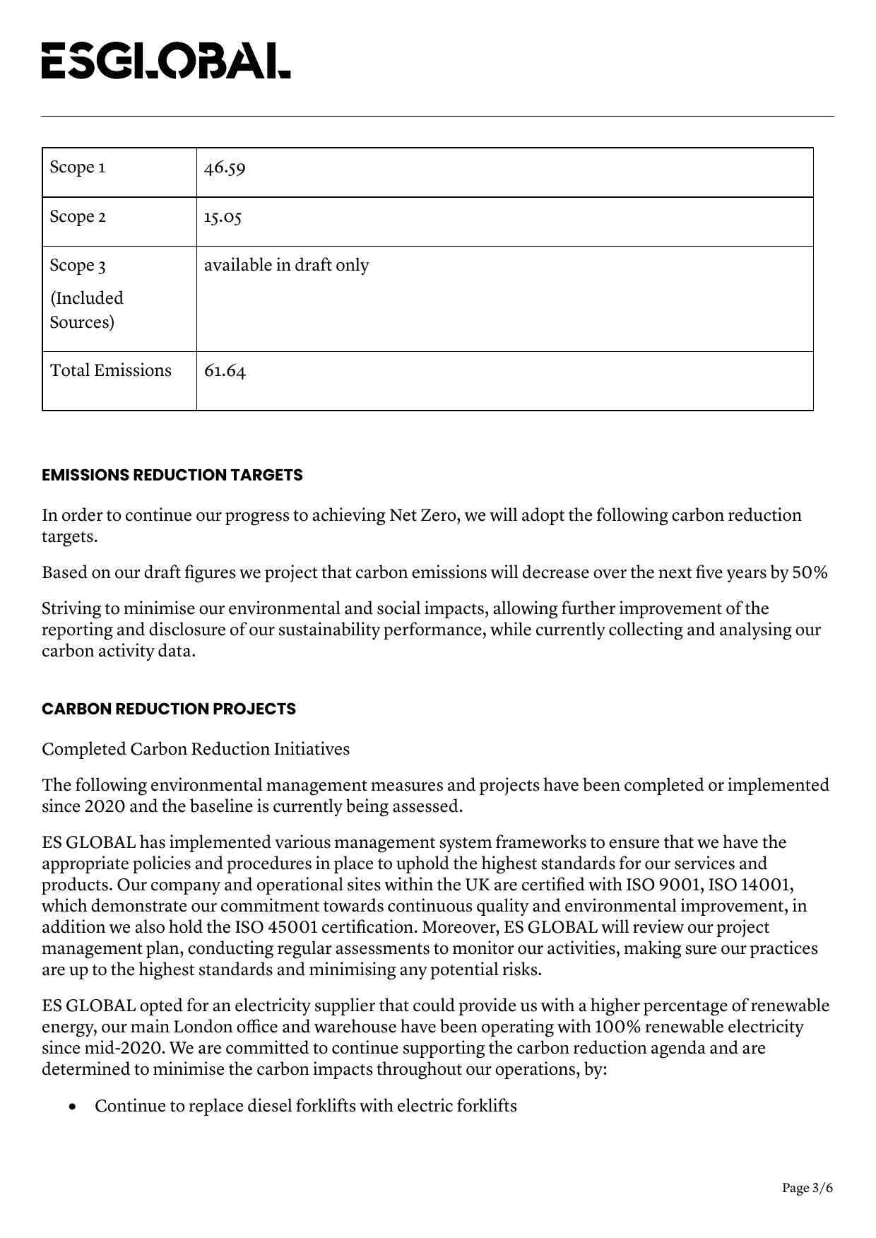 Emissions data extracted from page 3