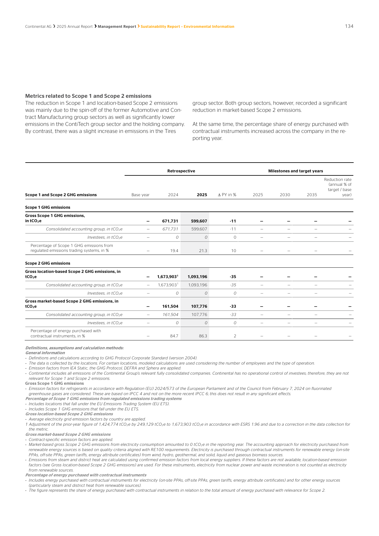 Emissions data extracted from page 134