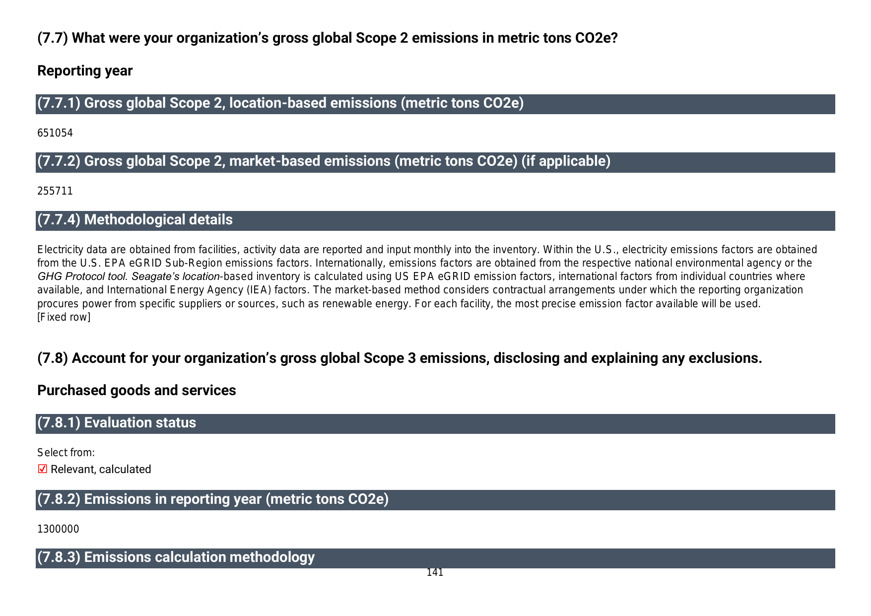 Emissions data extracted from page 142
