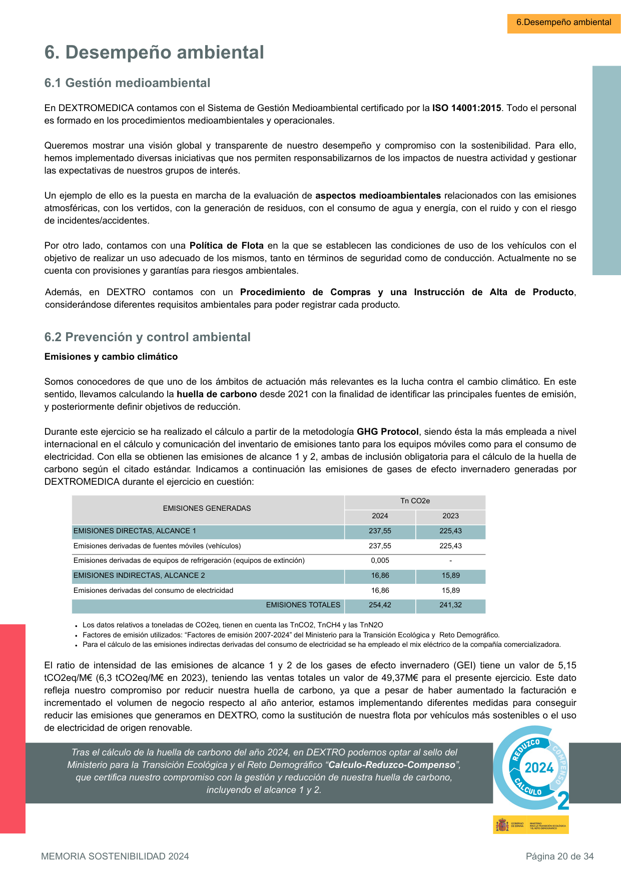 Emissions data extracted from page 20