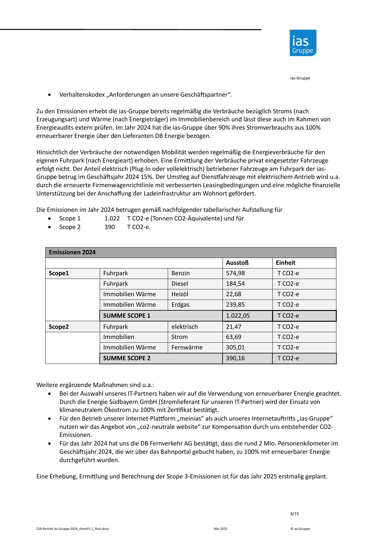 Emissions data extracted from page 8