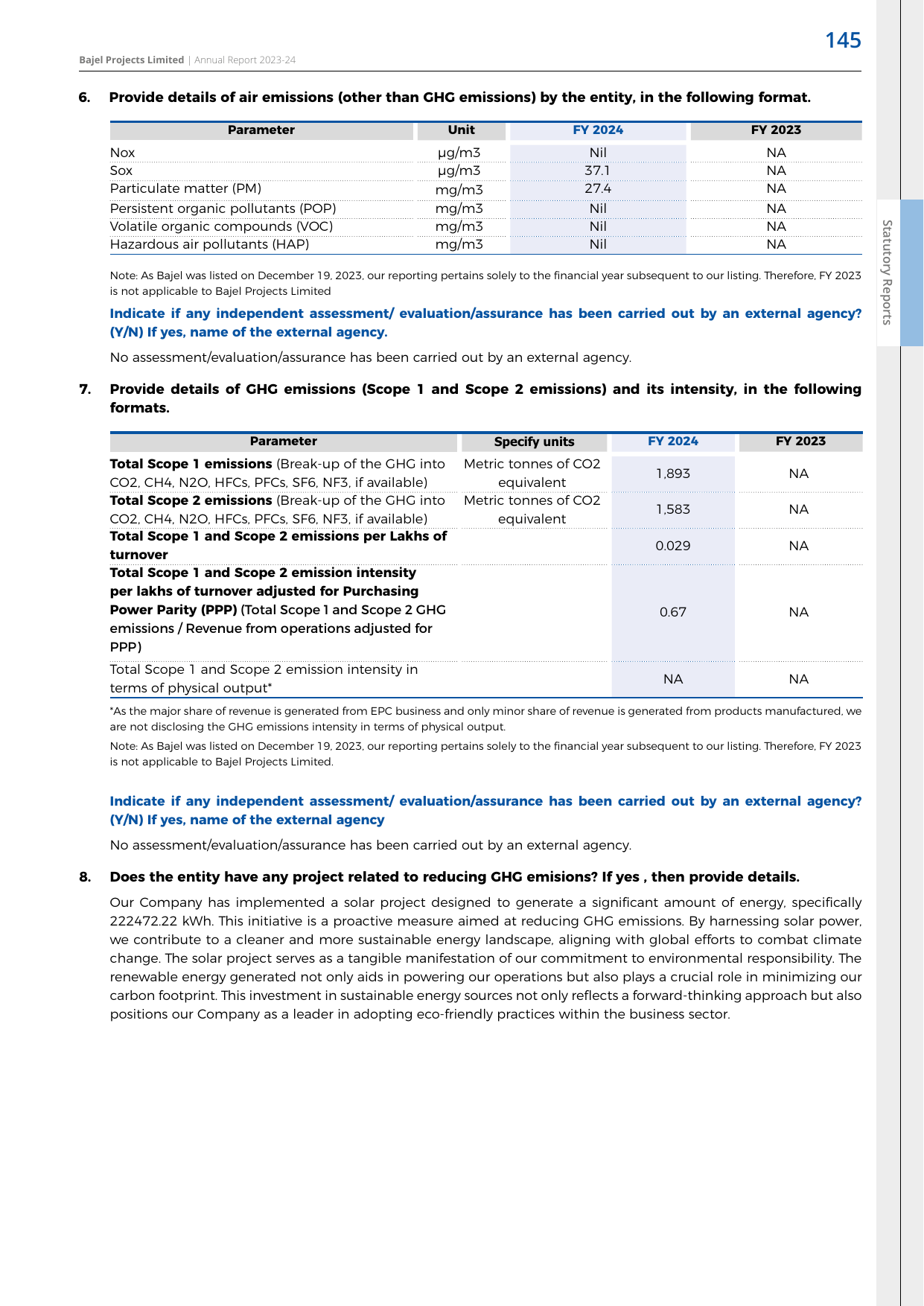 Emissions data extracted from page 132
