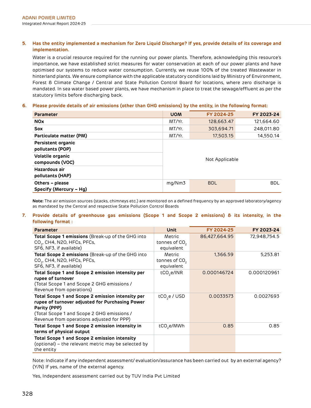 Emissions data extracted from page 334