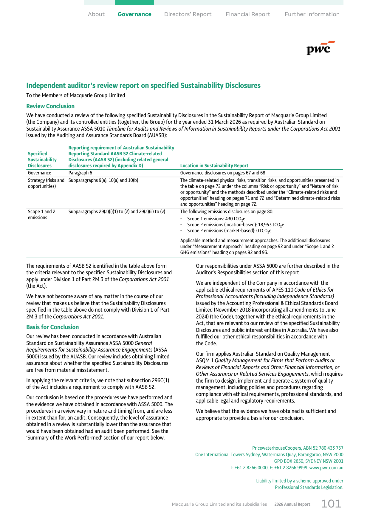 Emissions data extracted from page 101