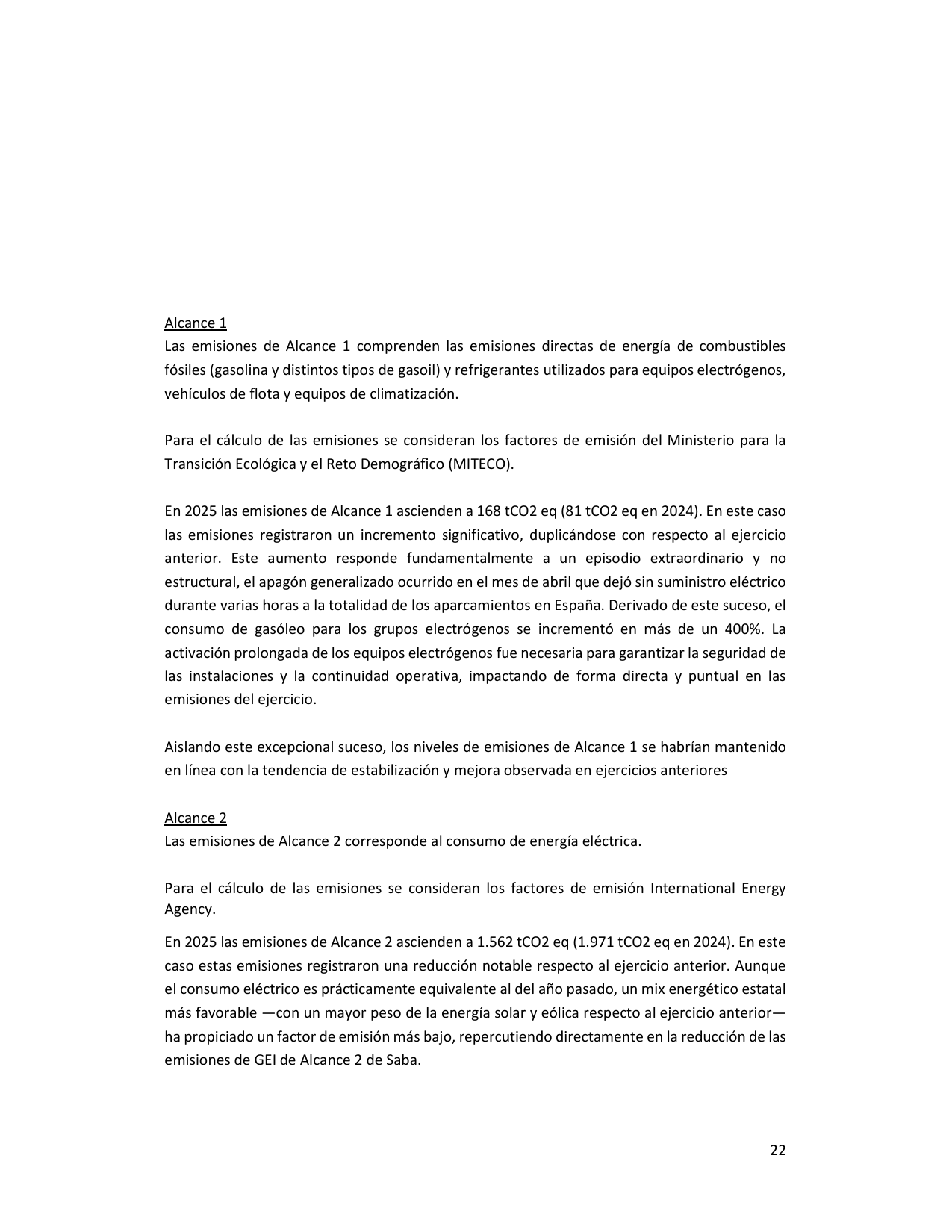 Emissions data extracted from page 22
