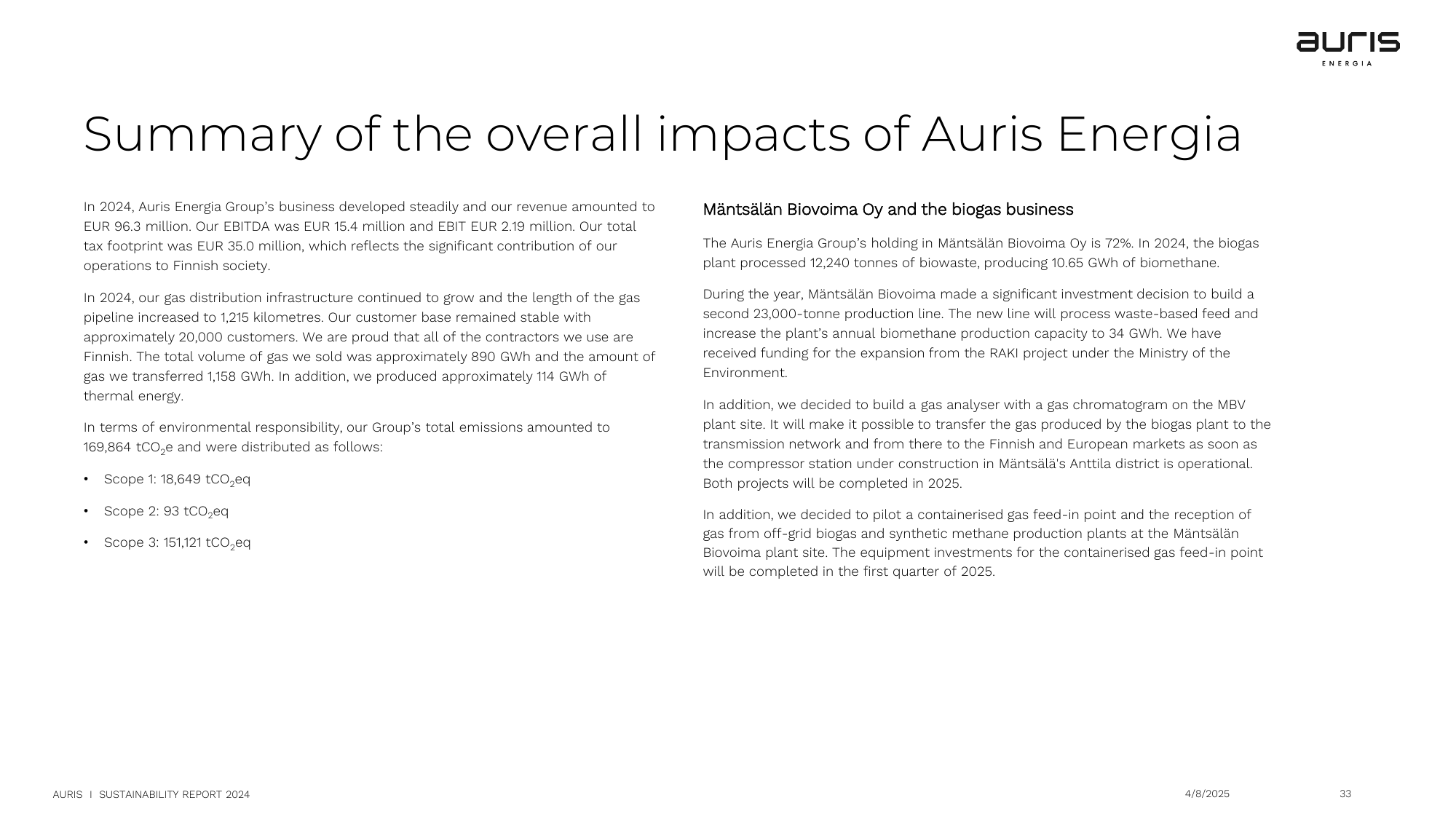 Emissions data extracted from page 33