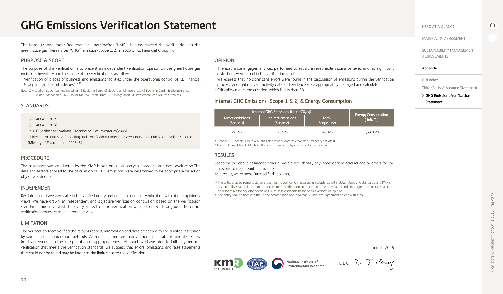 Emissions data extracted from page 77