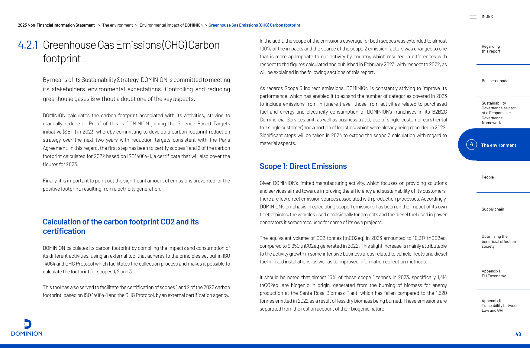 Emissions data extracted from page 48