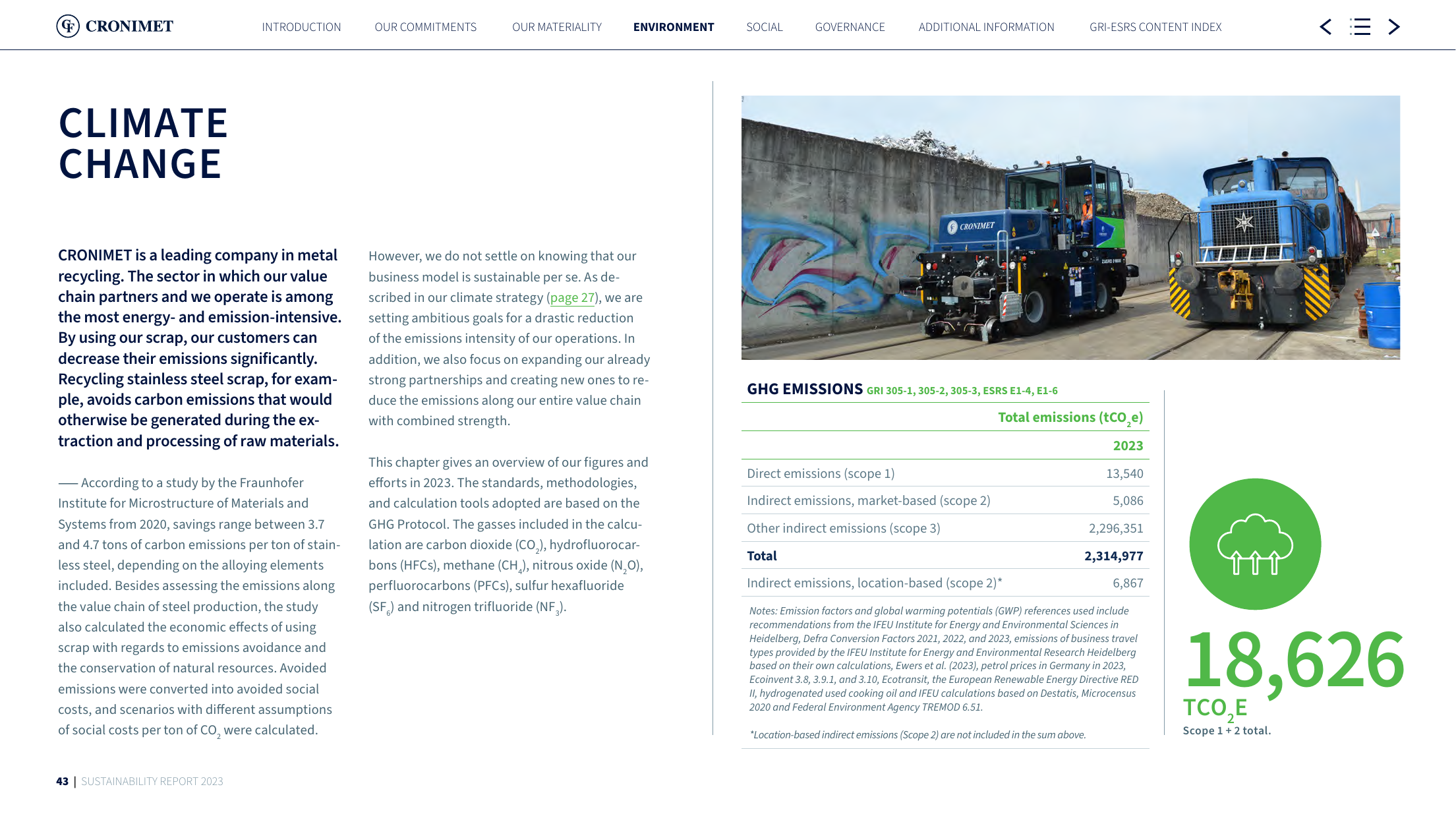 Emissions data extracted from page 43