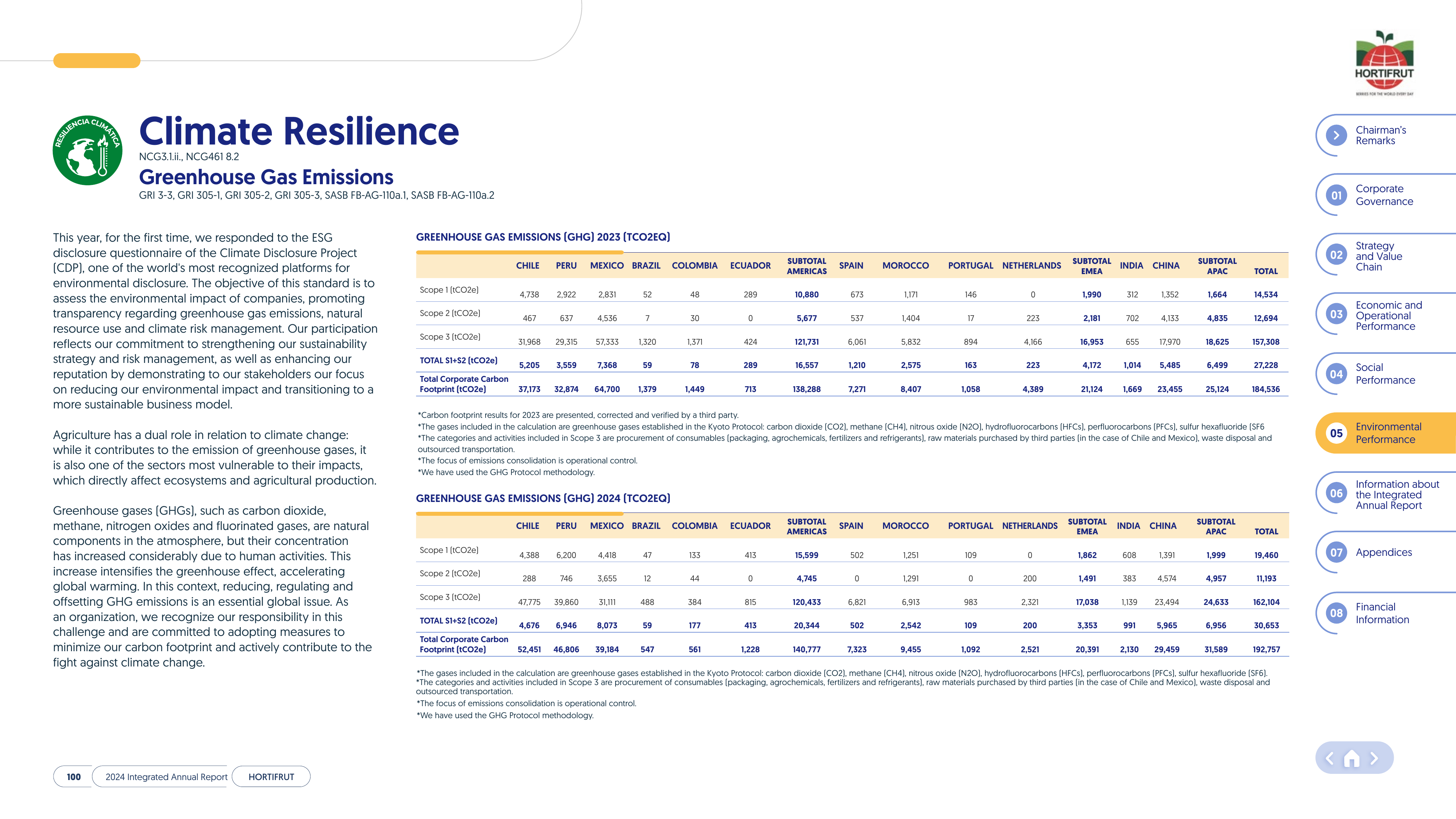 Emissions data extracted from page 100