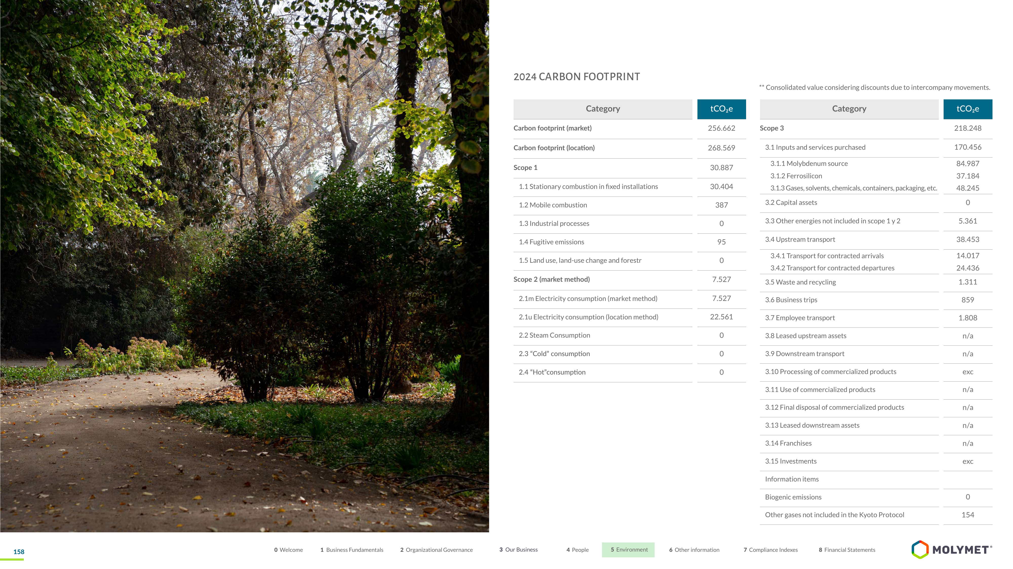 Emissions data extracted from page 158