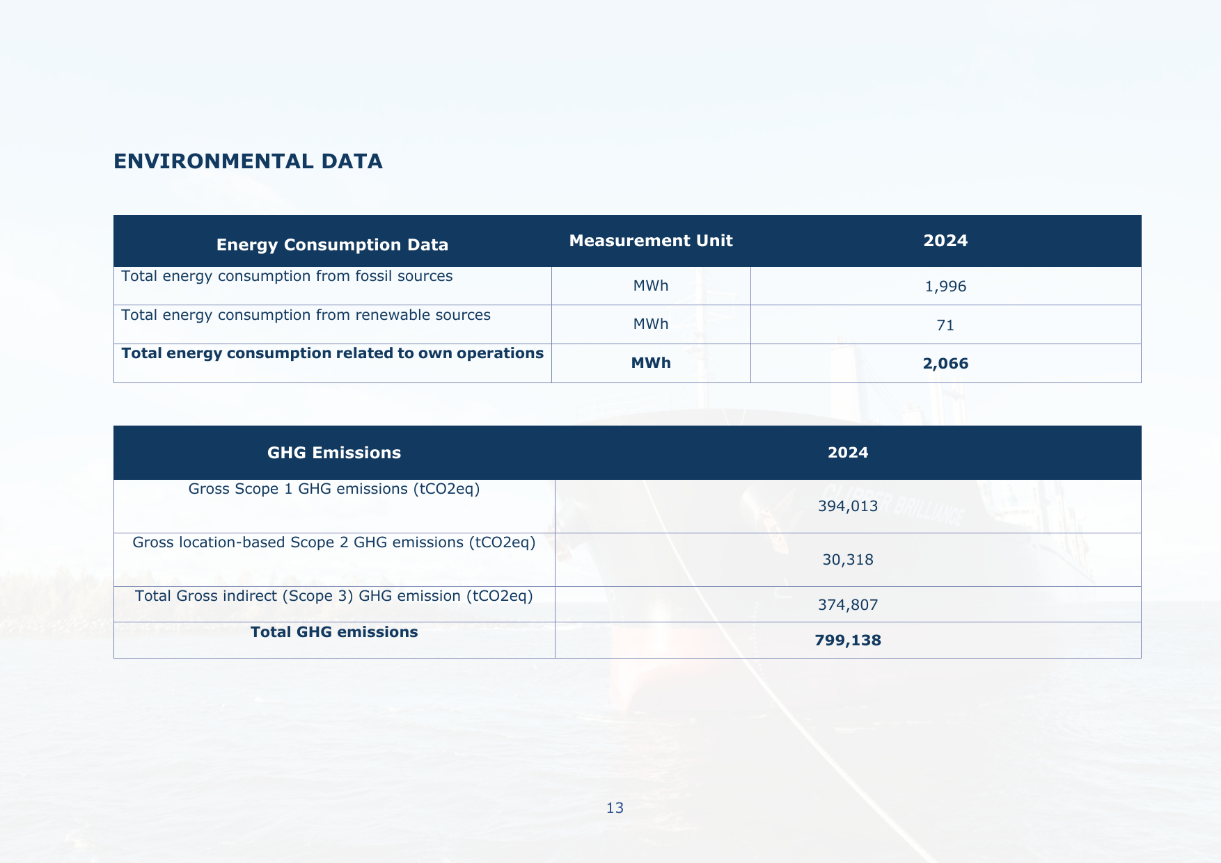Emissions data extracted from page 13