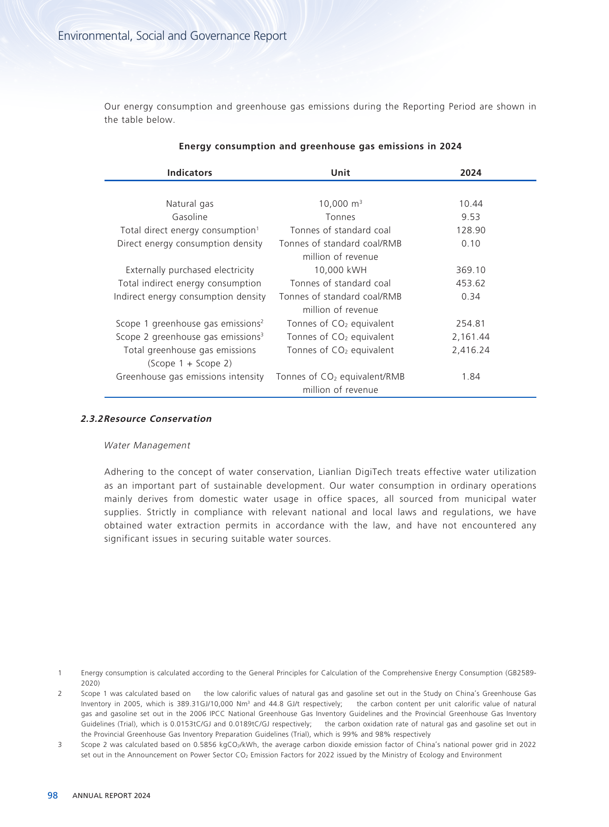 Emissions data extracted from page 99