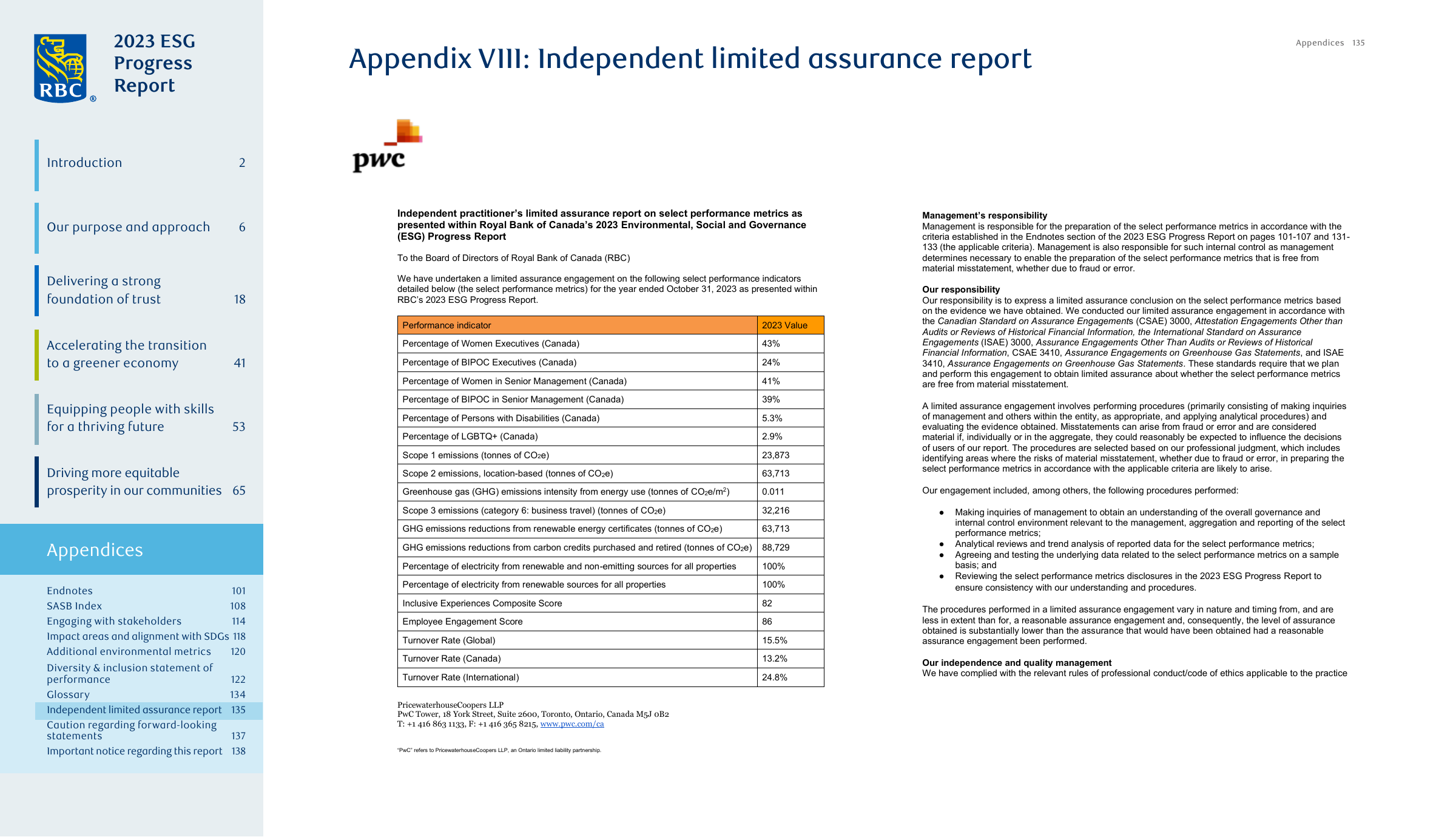 Emissions data extracted from page 135