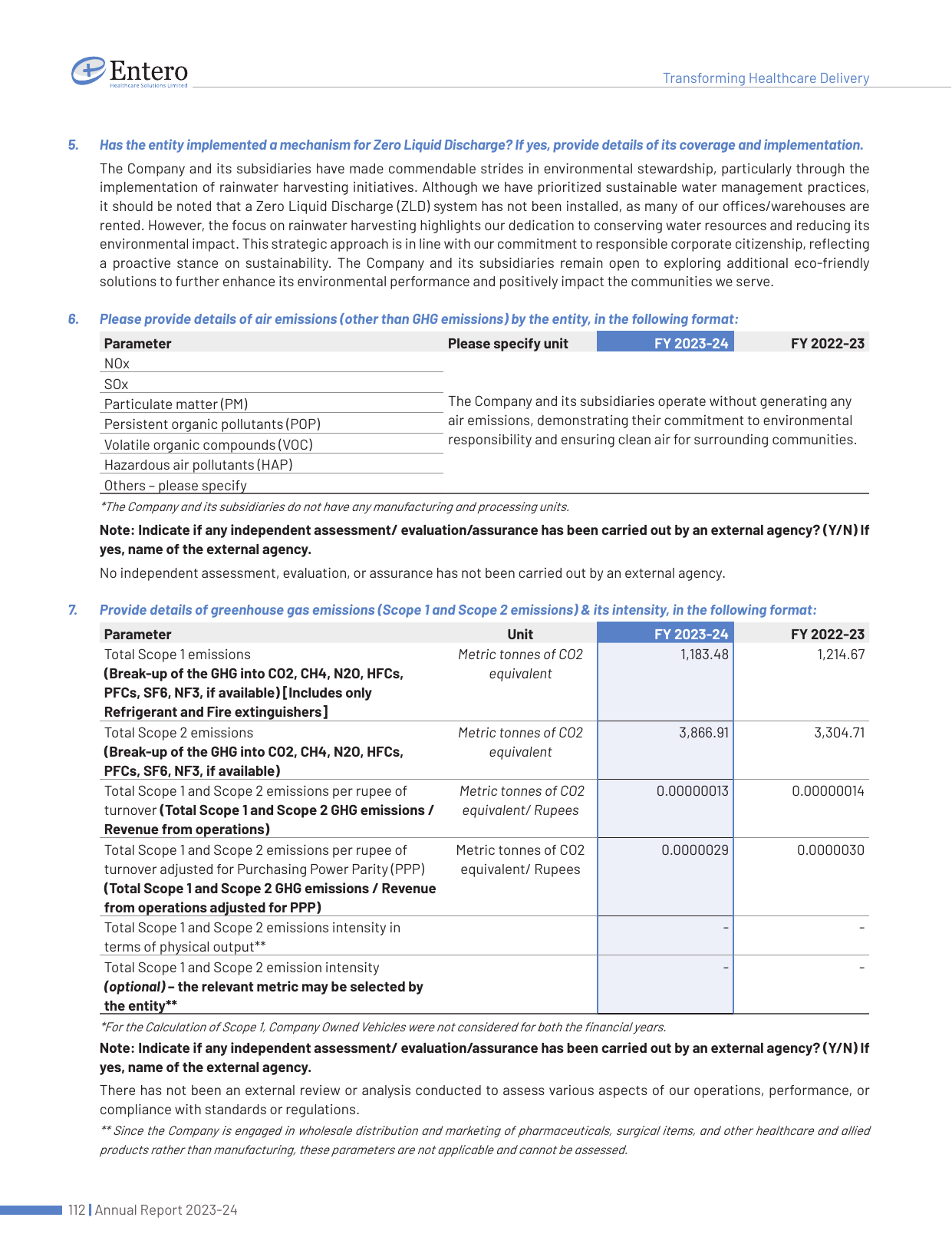 Emissions data extracted from page 114