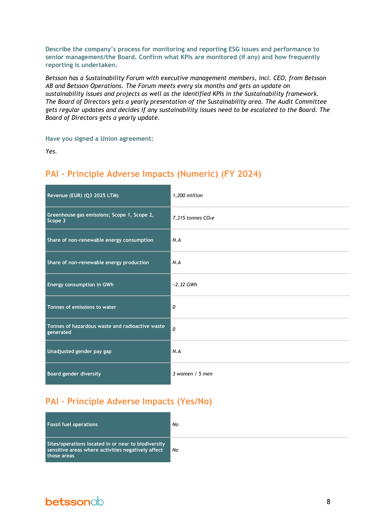 Emissions data extracted from page 8